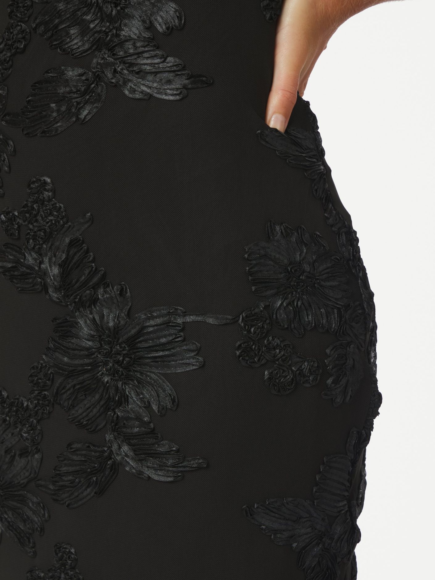 Tiranna Big Flower Mesh Dress - Black