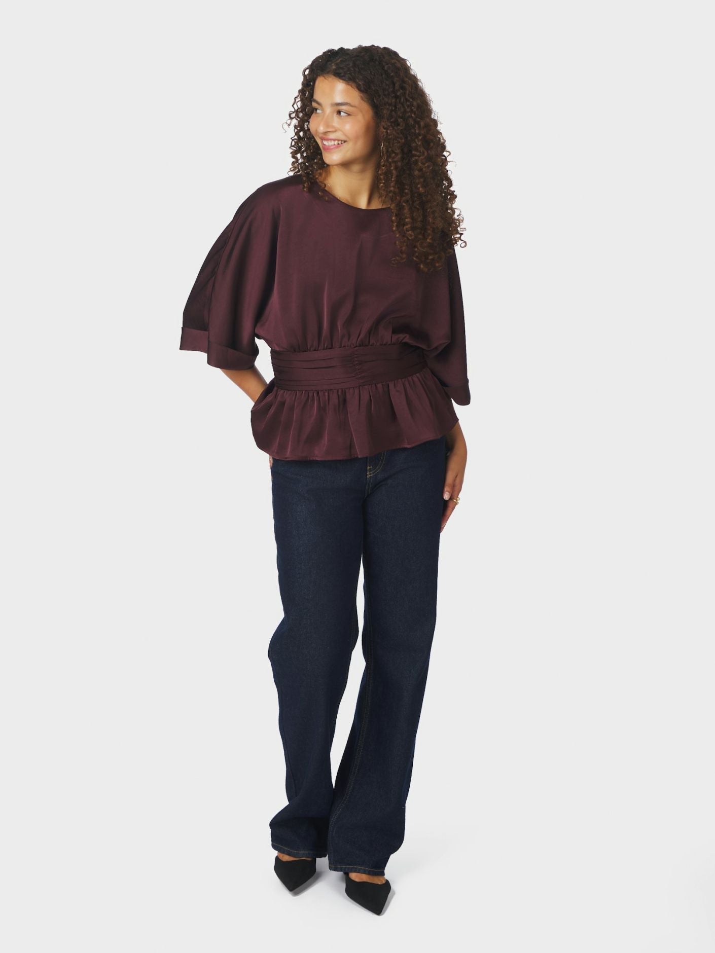 Annegret Heavy Sateen Blouse - Burgundy