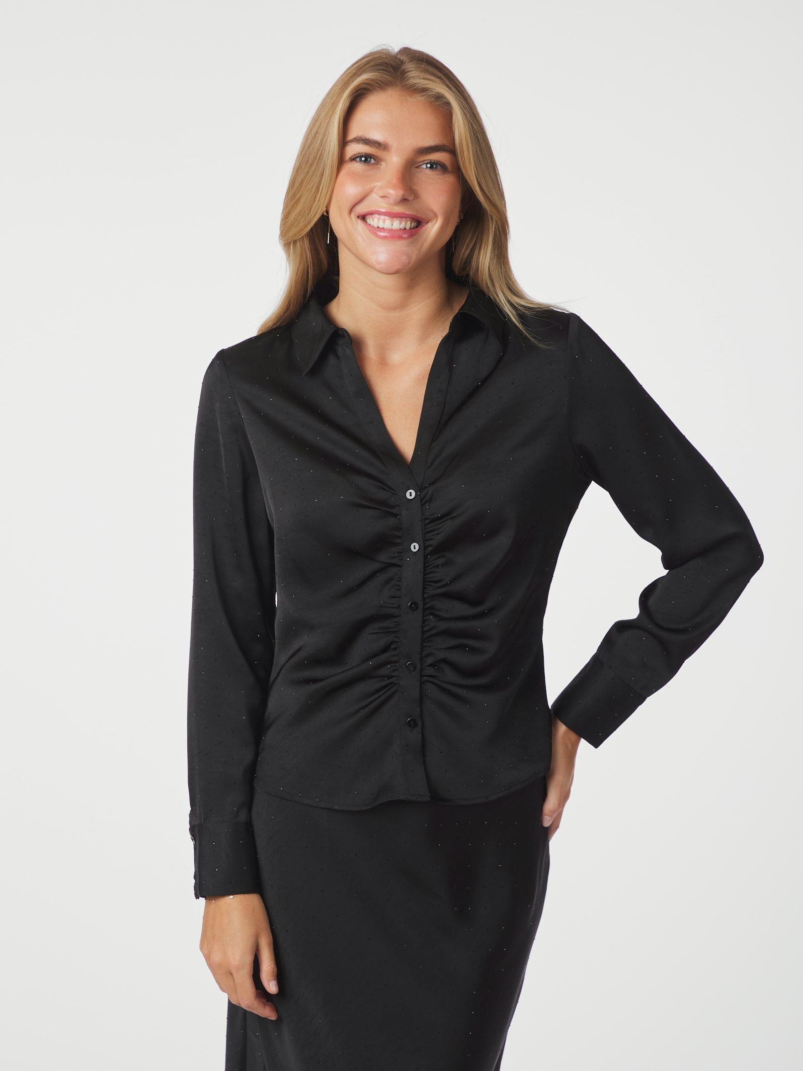 Christy Heavy Sateen Bedaz Shirt - Black