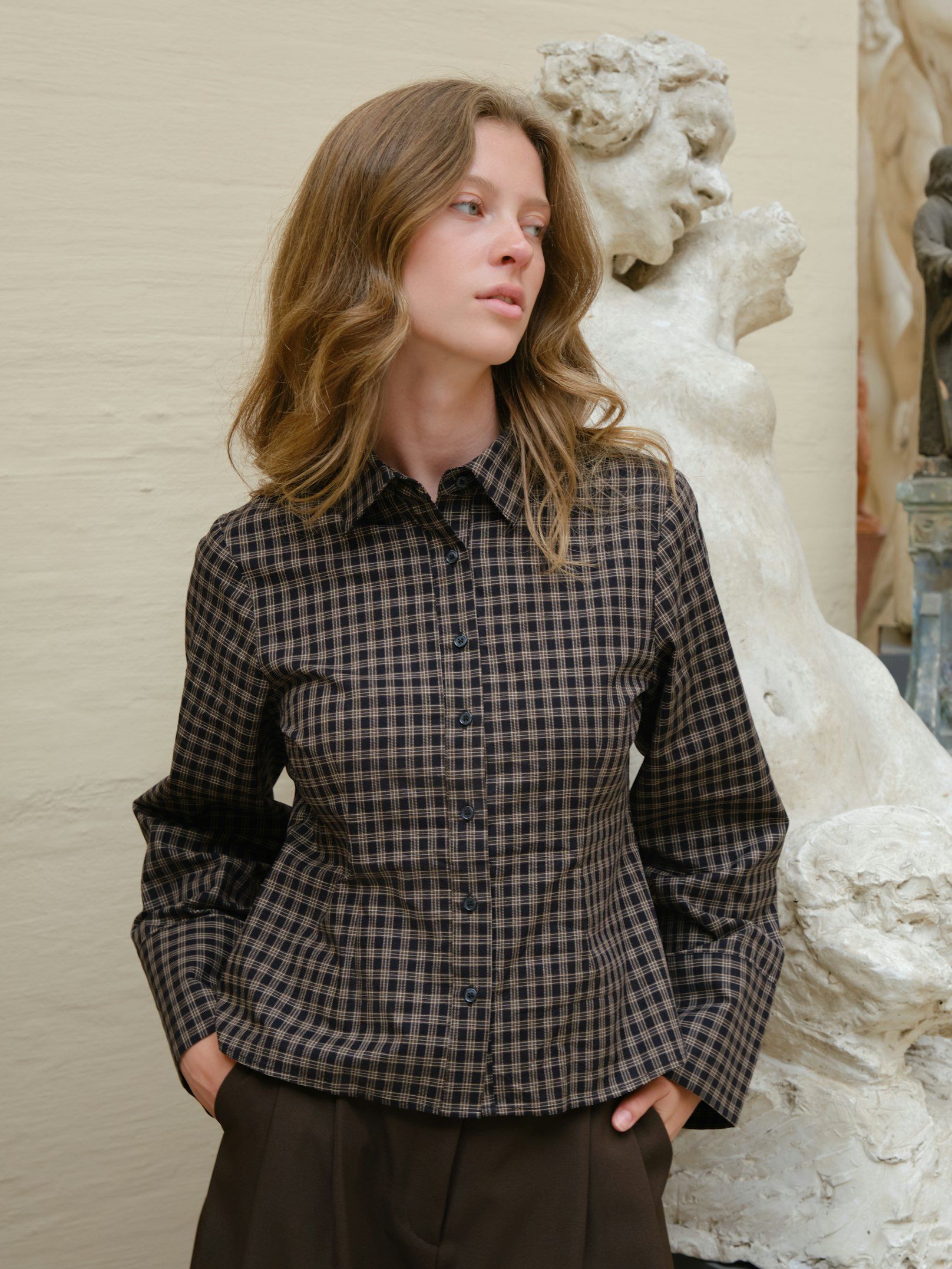Rosa Mini Check Shirt - Black