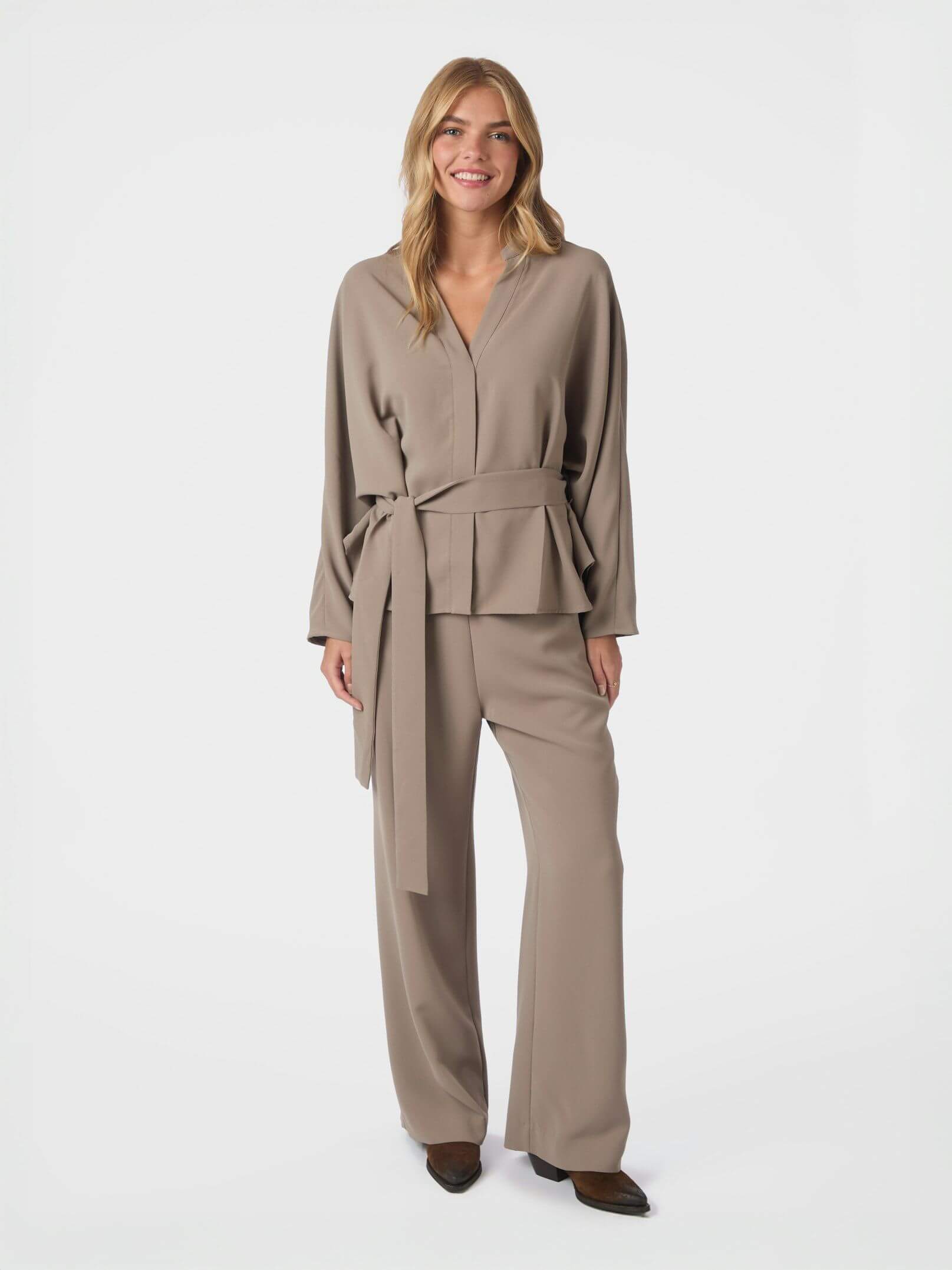 Ellery Crepe Blouse - Taupe