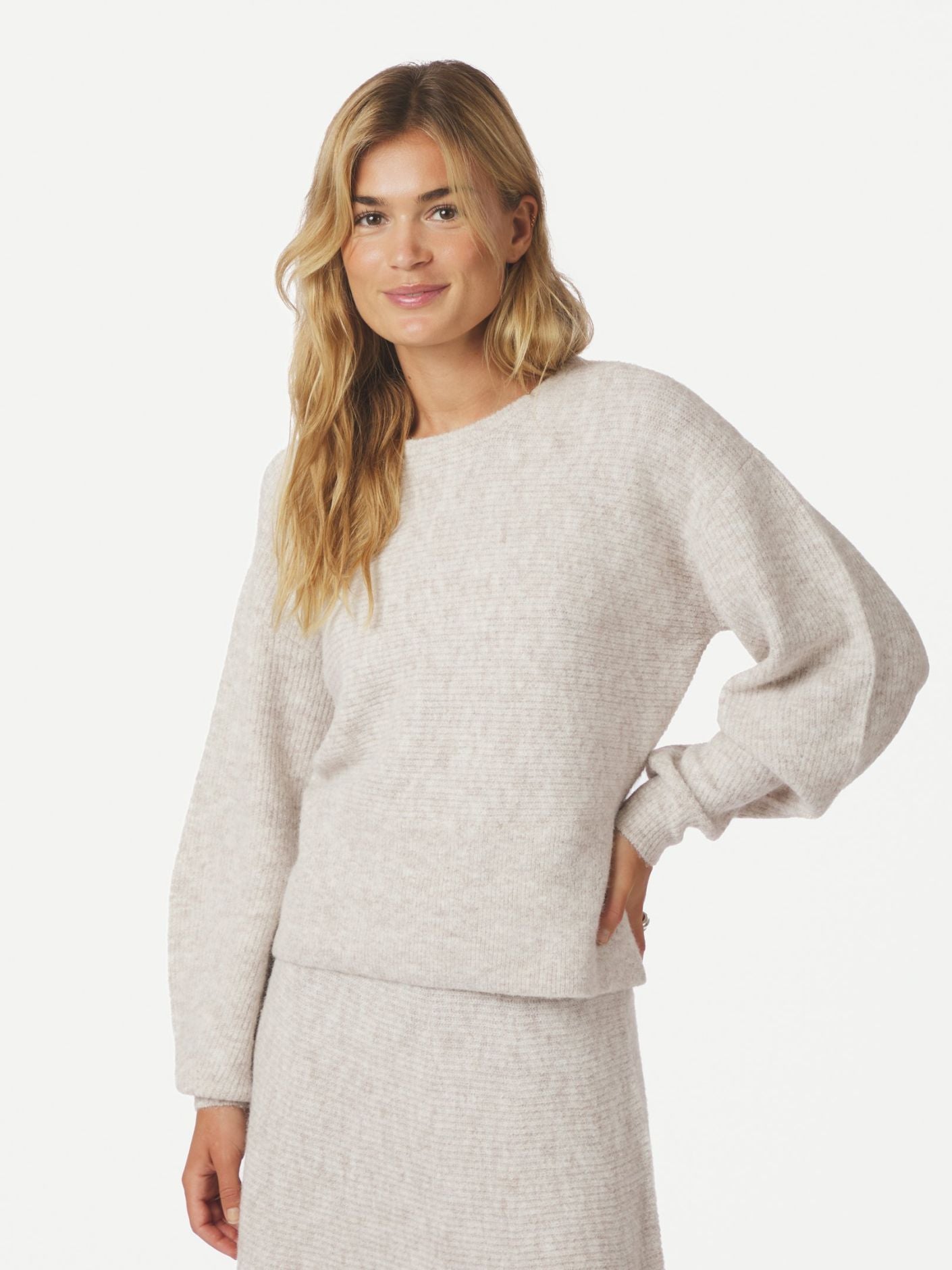 Turuna Structure Knit Blouse - Sand Melange