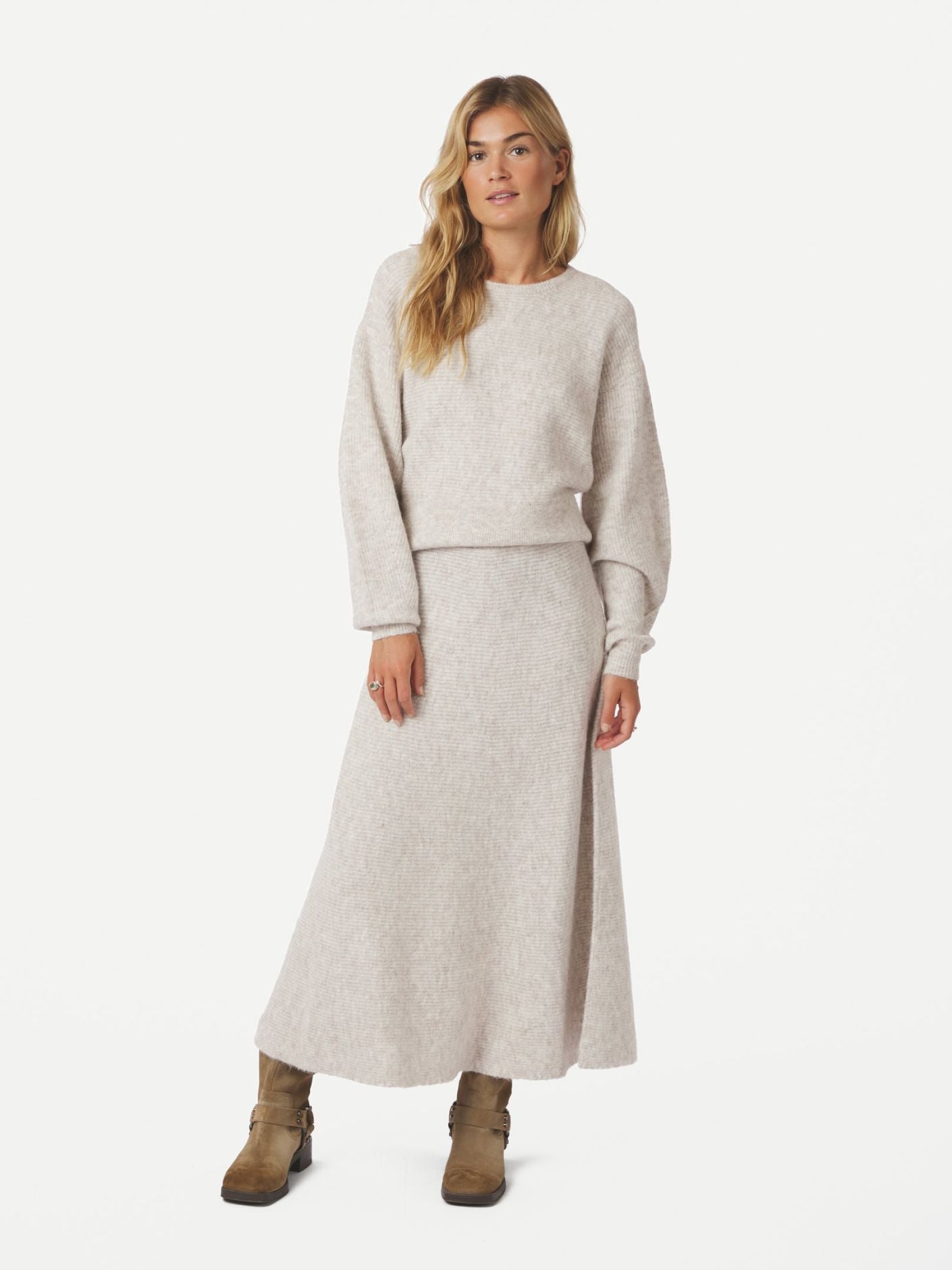 Turuna Structure Knit Blouse - Sand Melange