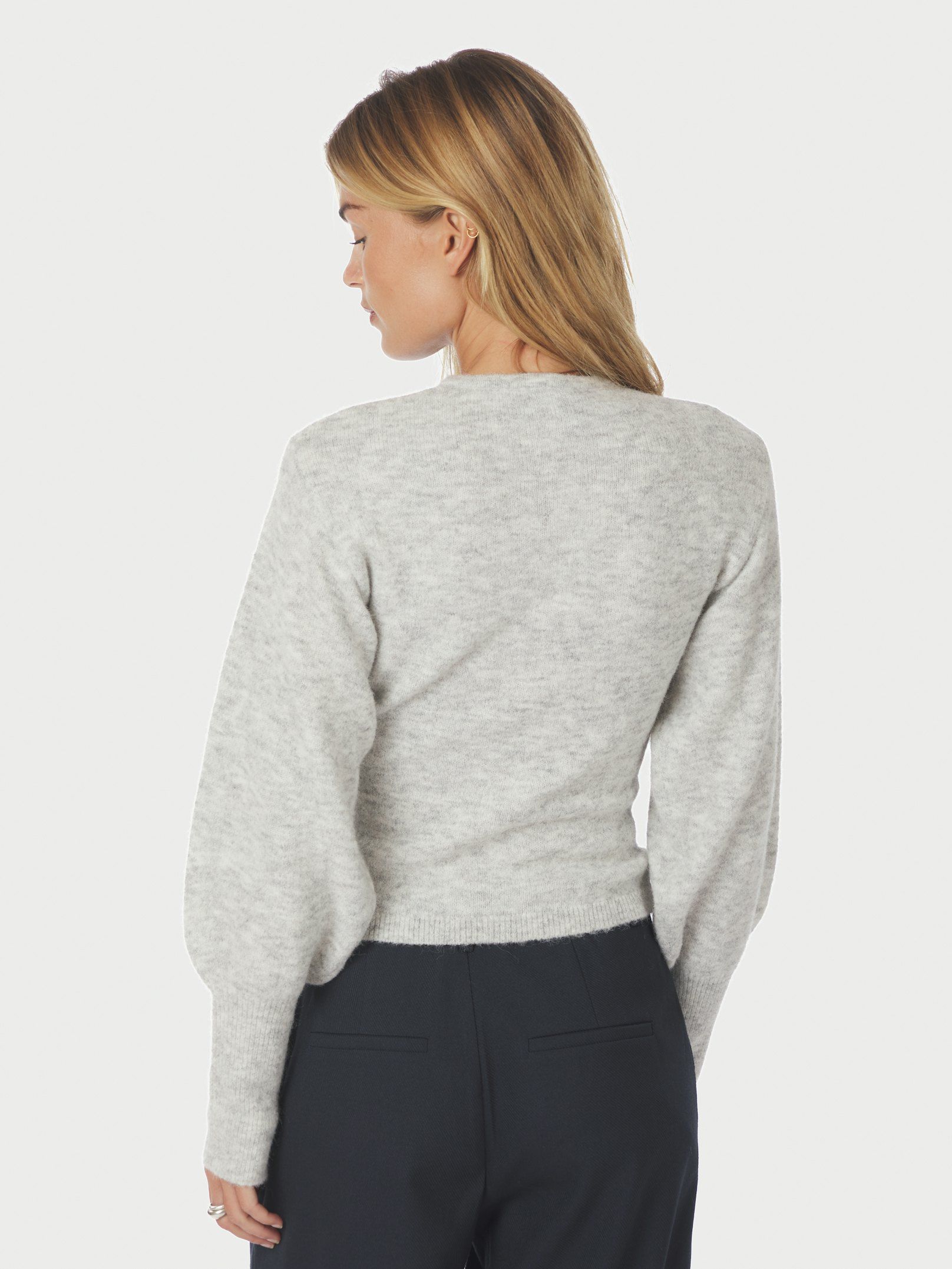 Briano Soft Knit Cardigan - Light Grey Melange