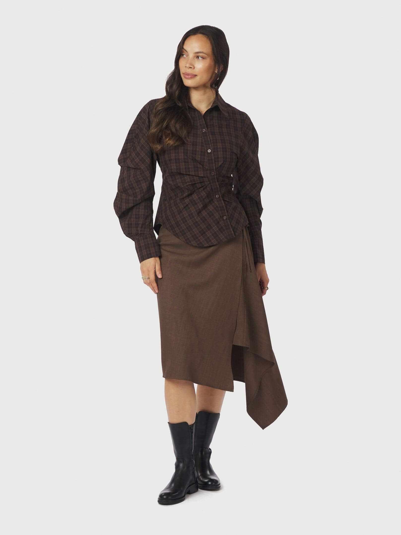 Neoella Check Shirt - Dark Brown