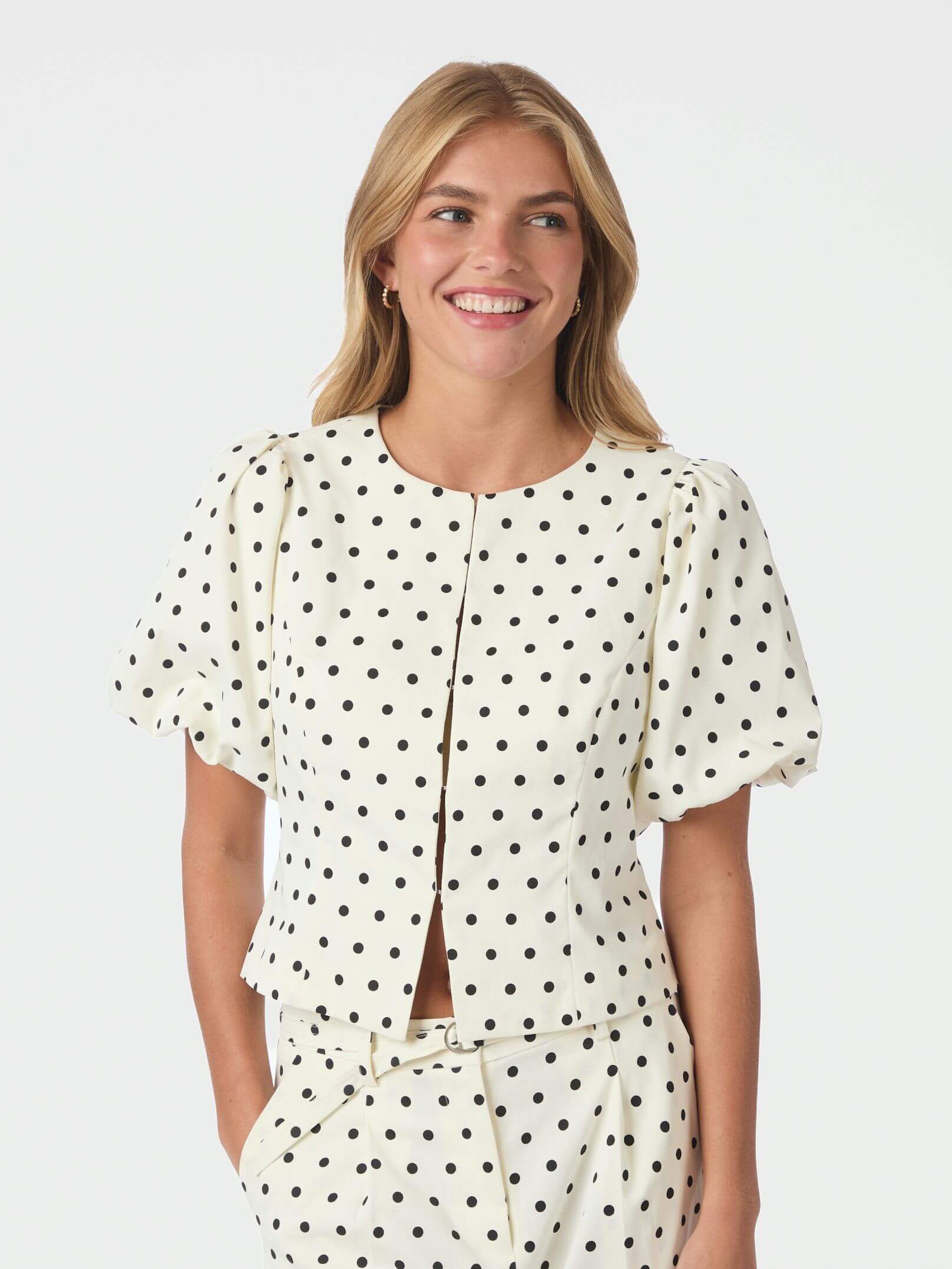 Anela Dot Blouse - White