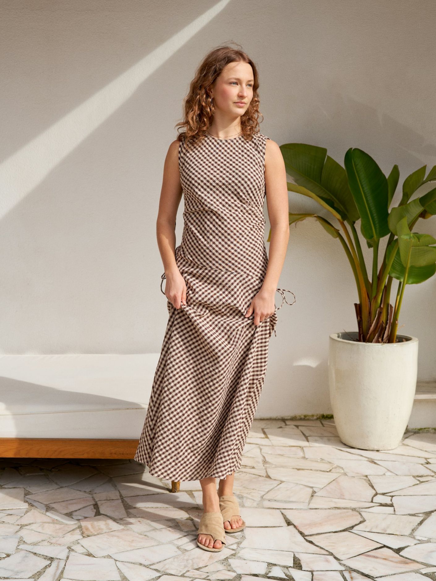 Saxton Check Dress - Brown