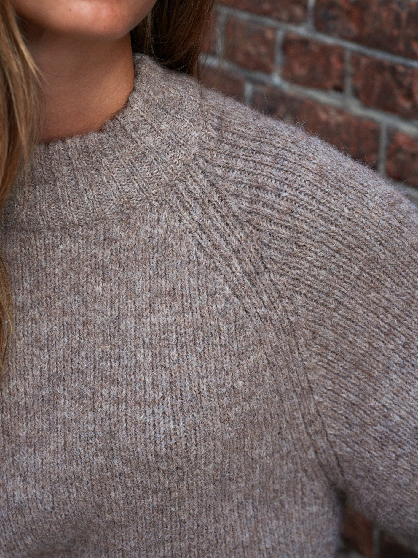 Bandi Fluffy Knit Blouse - Beige Melange