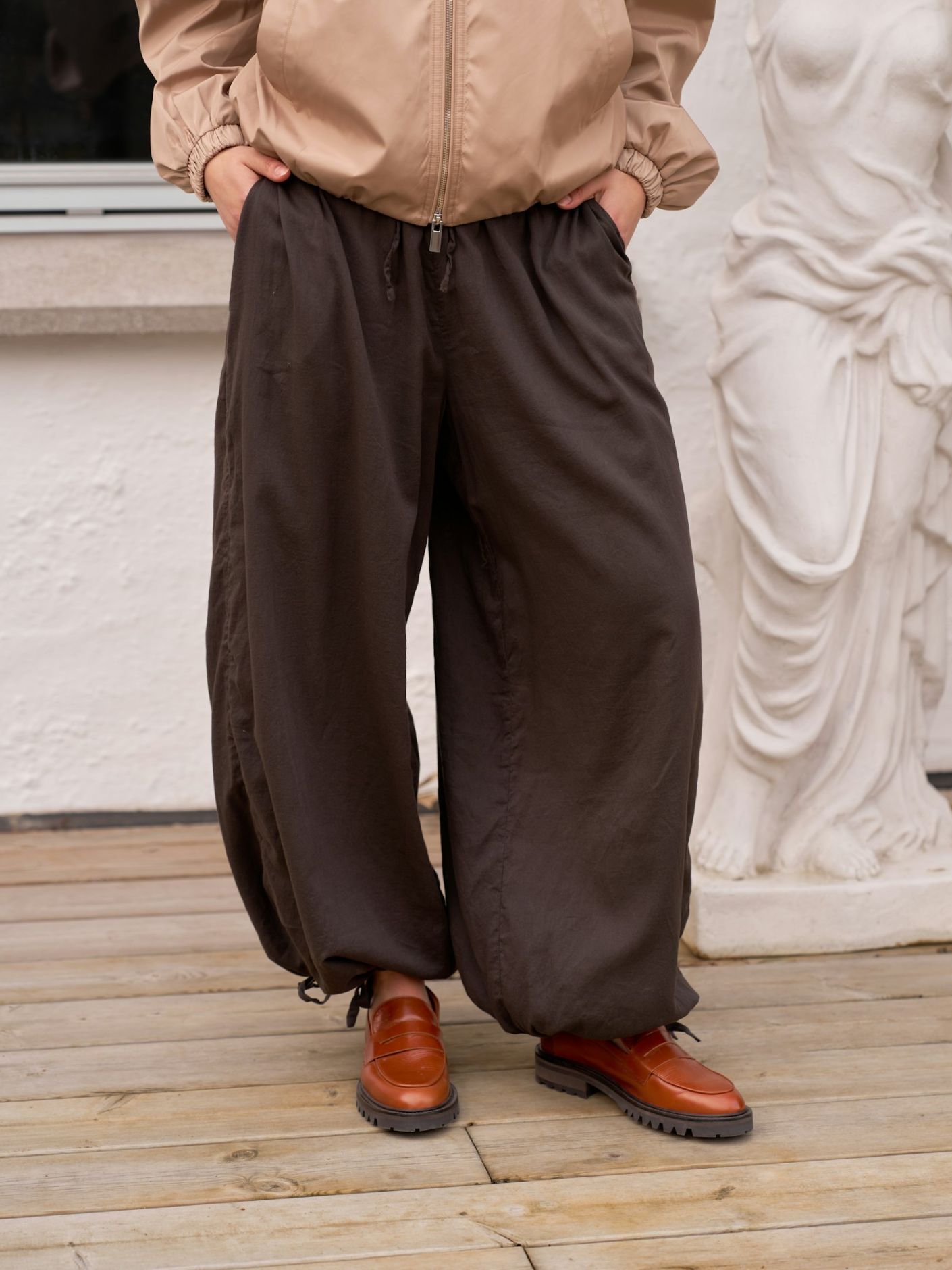 Elyse S Voile Balloon Pants - Dark Brown