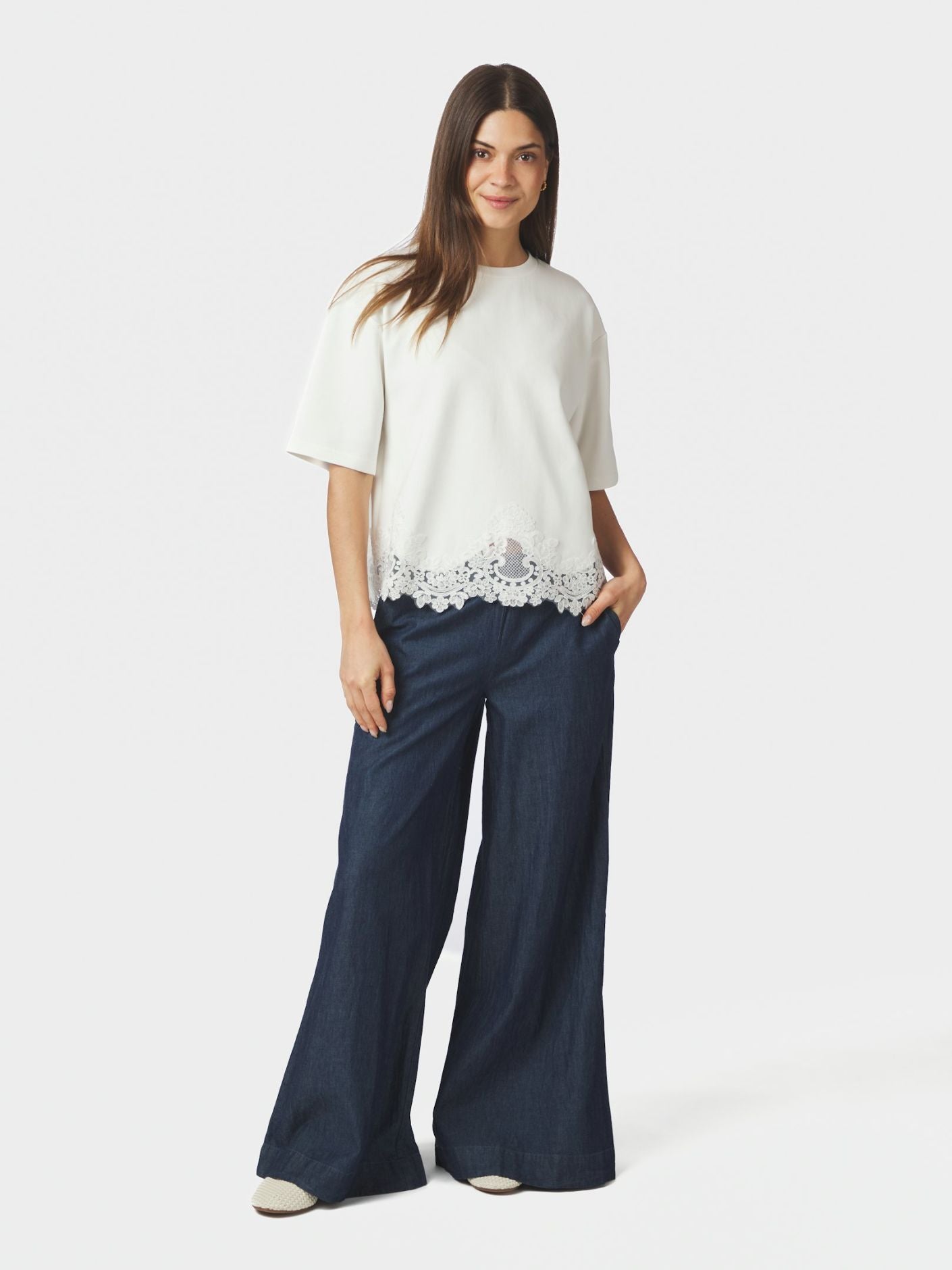 Iria Lace Tee - White