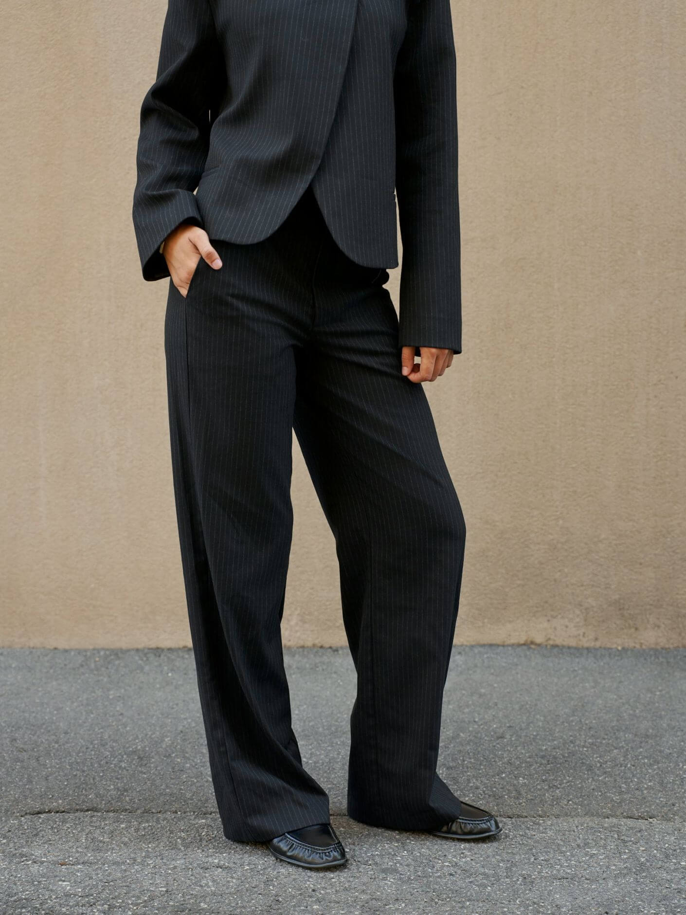 Nathalie Slim Pinstripe Pants - Dark Navy