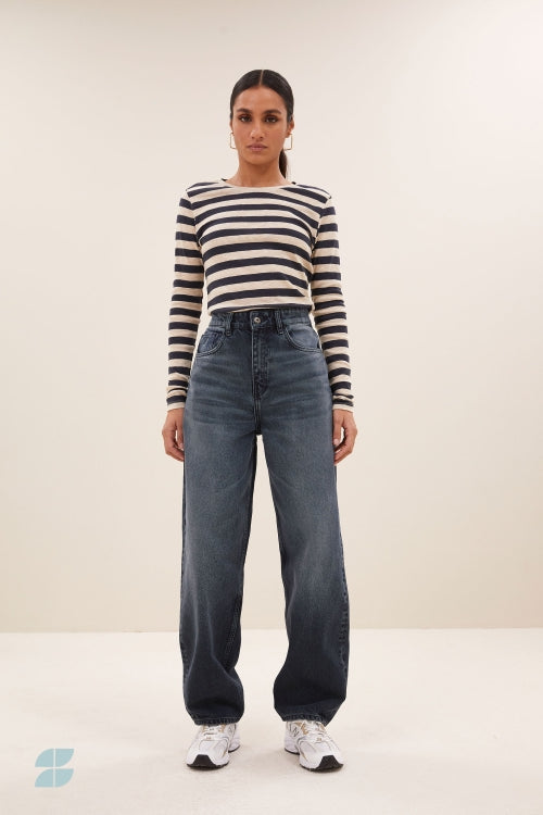 Basic LS Big Stripe Top - Chalk