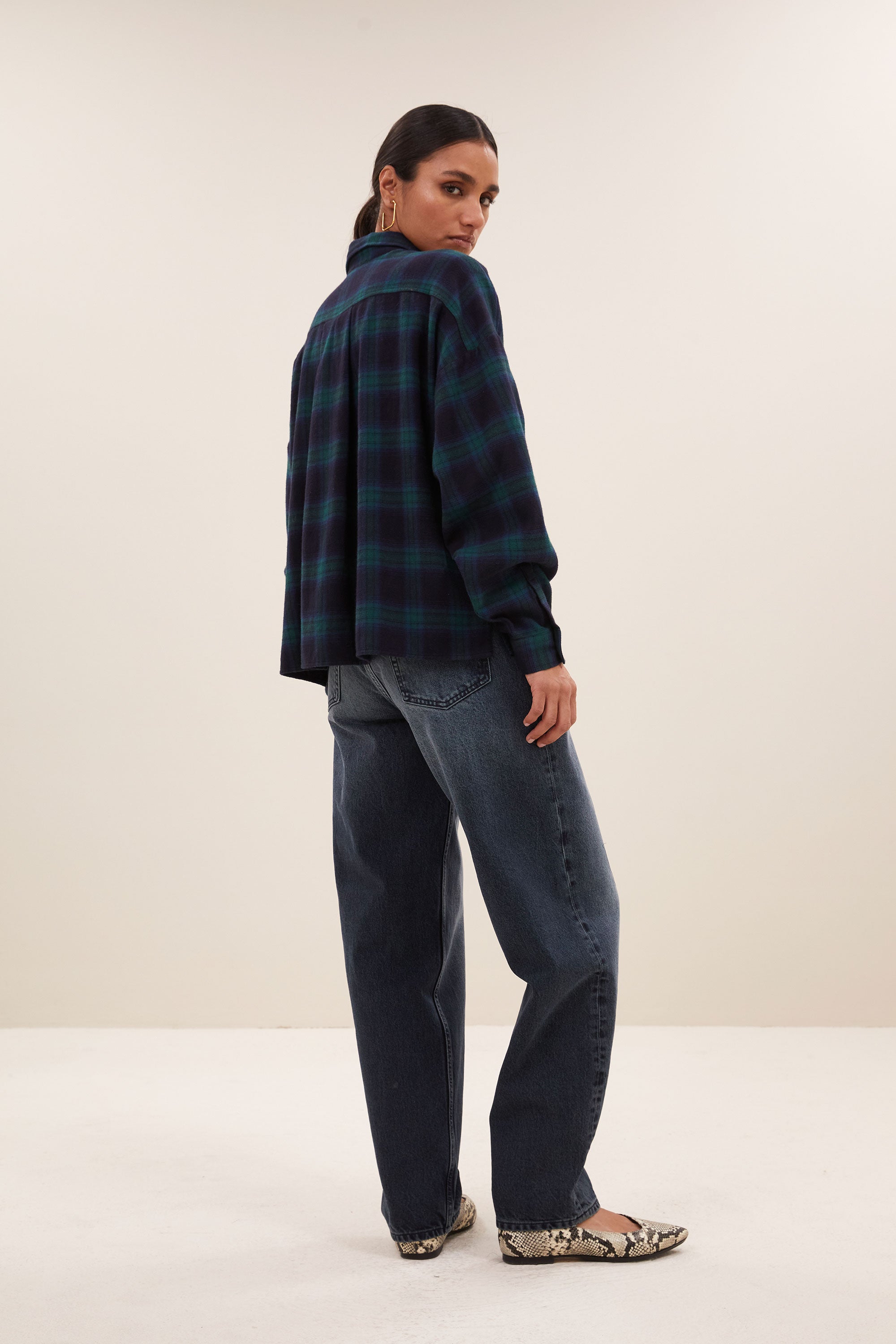 Jada Check Blouse - Bottle Green Check
