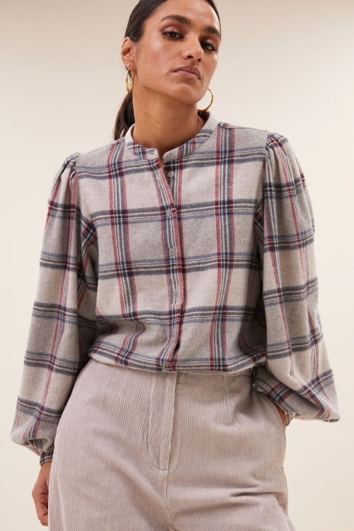 Day Check Blouse - Stone Check