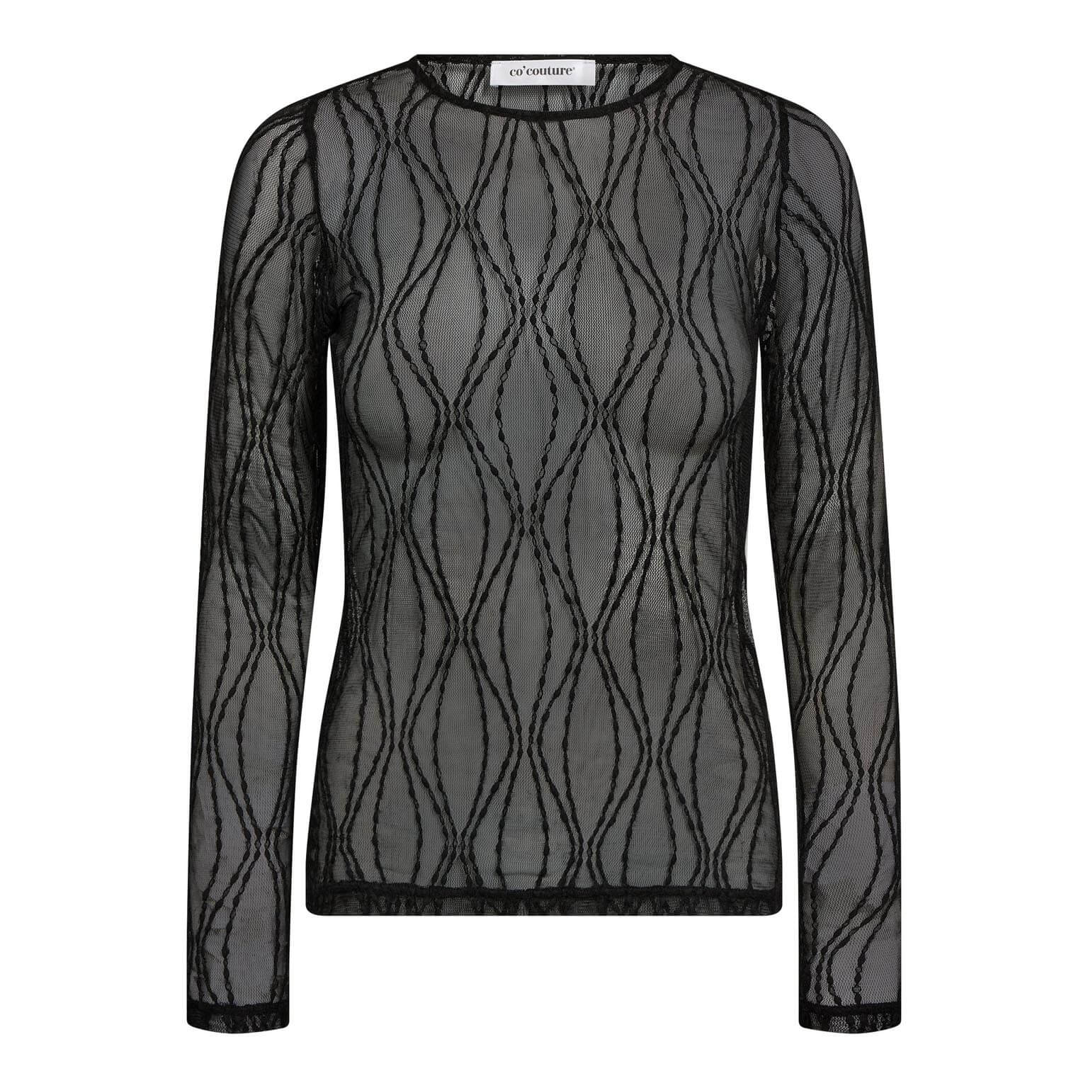 MarcyCC Mesh O-blouse - Black