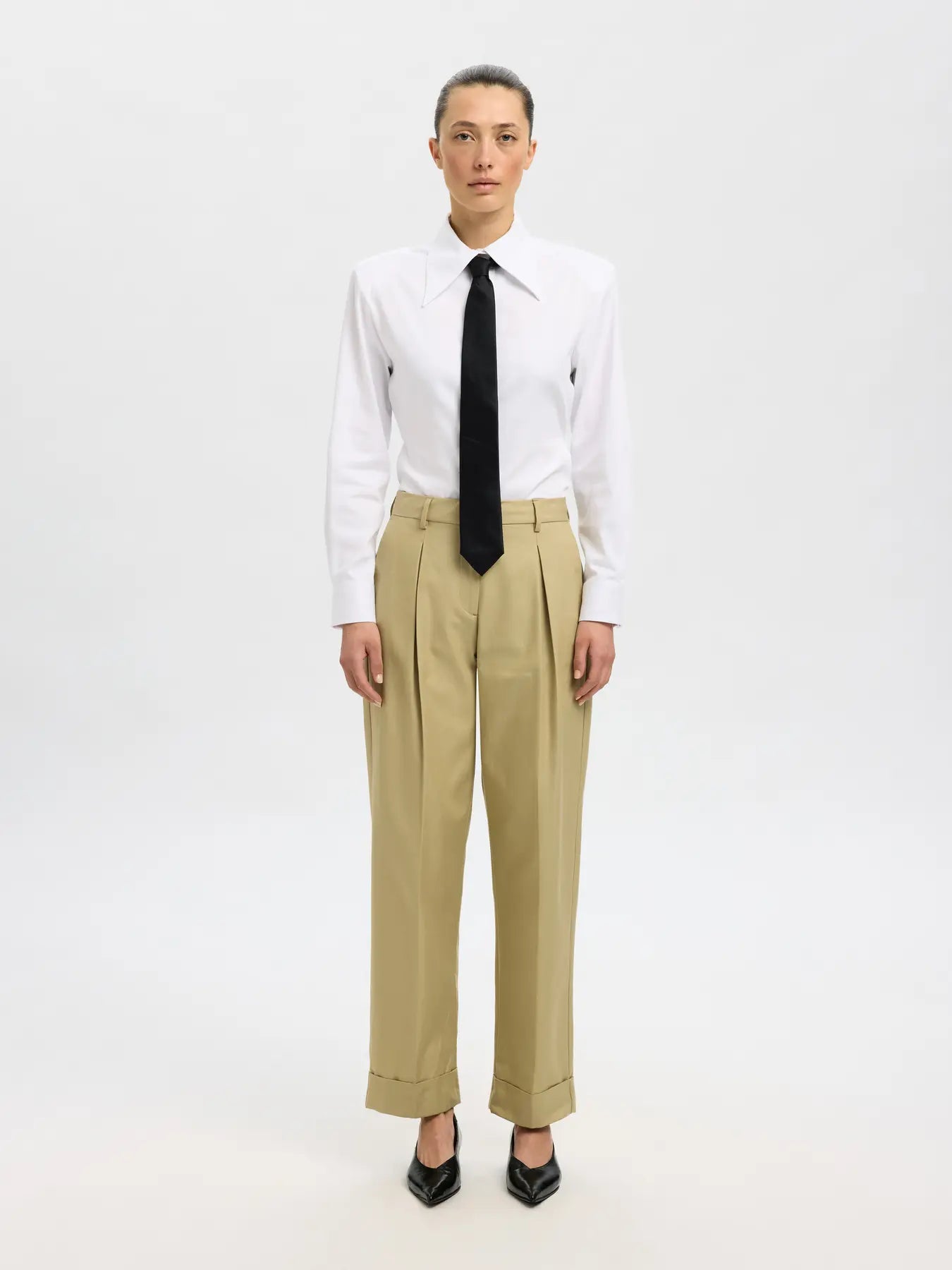 Slftapered-dora pant - Slate green