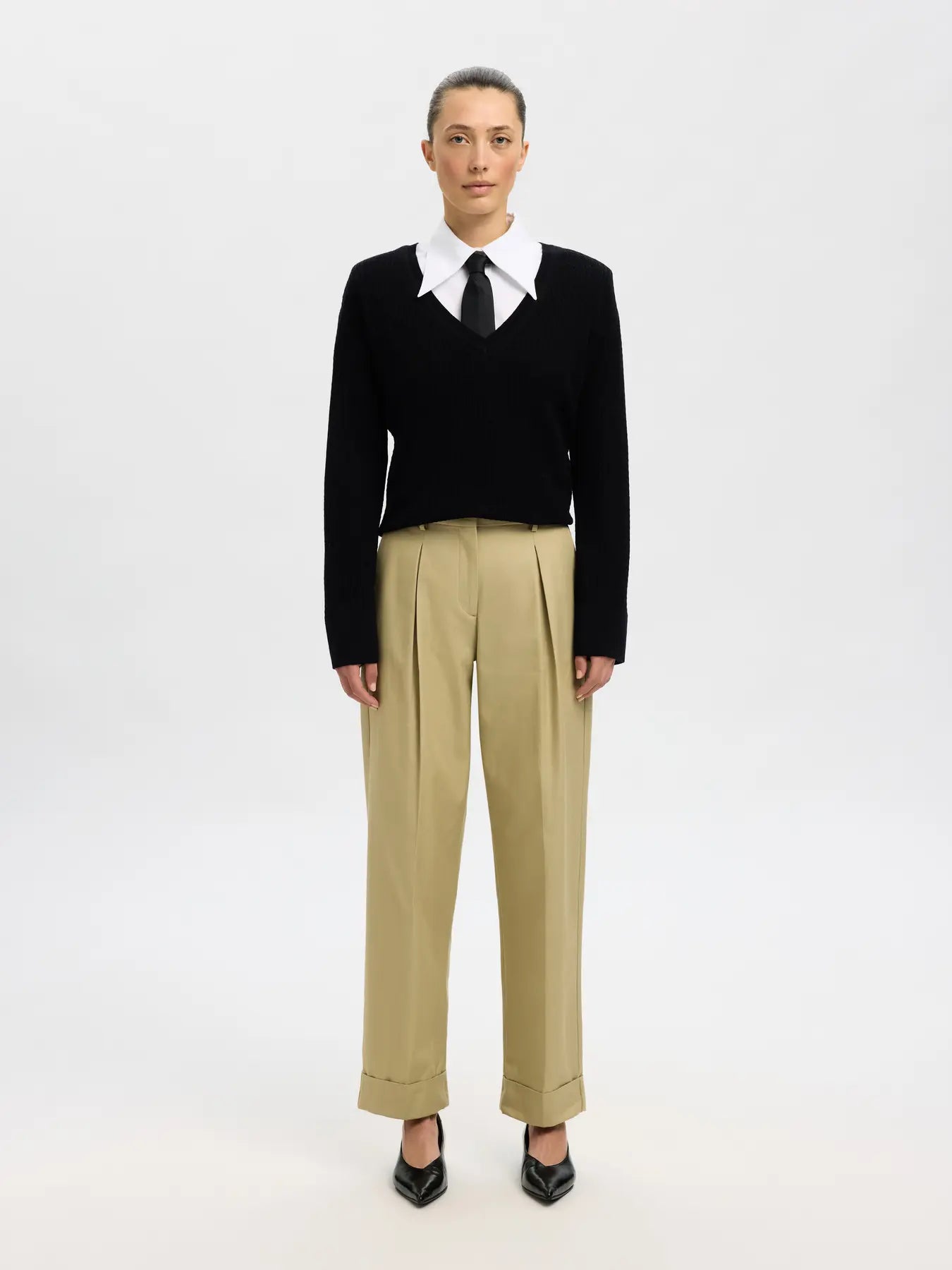 Slftapered-dora pant - Slate green