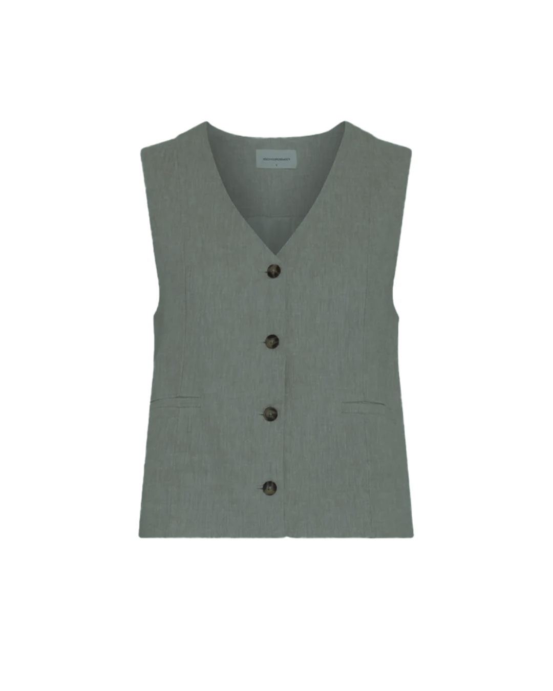 MSCHViana Ginia V Neck Waistcoat - Laurel W Melange