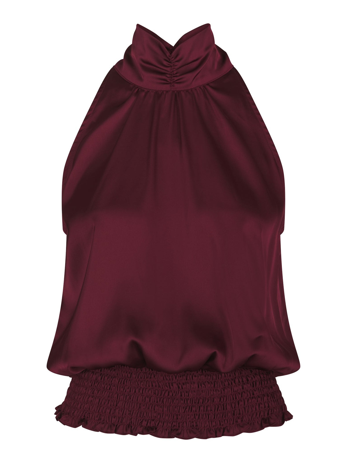 Jos Drapy Satin Top - Burgundy