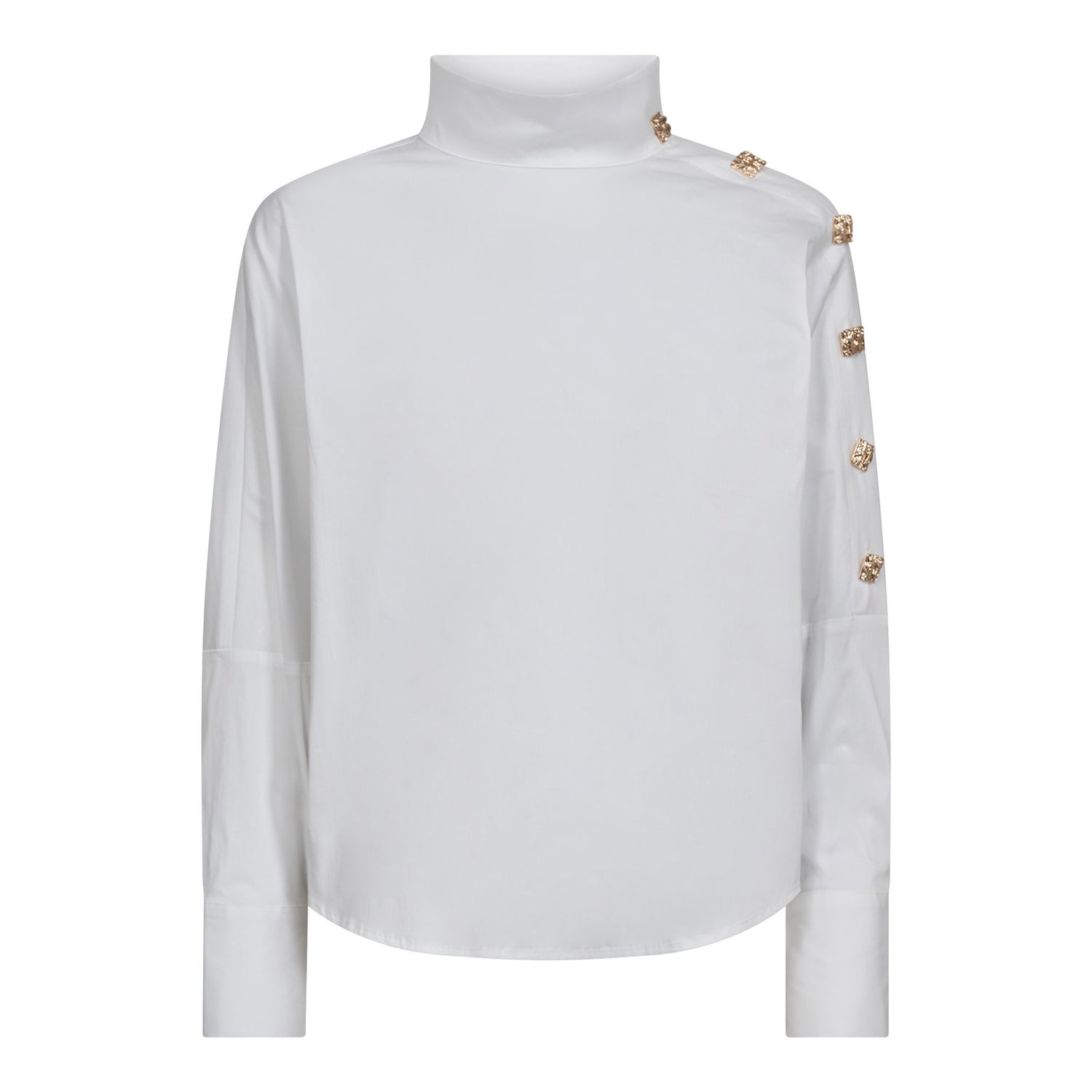 SannaCC Asym Button Blouse - White