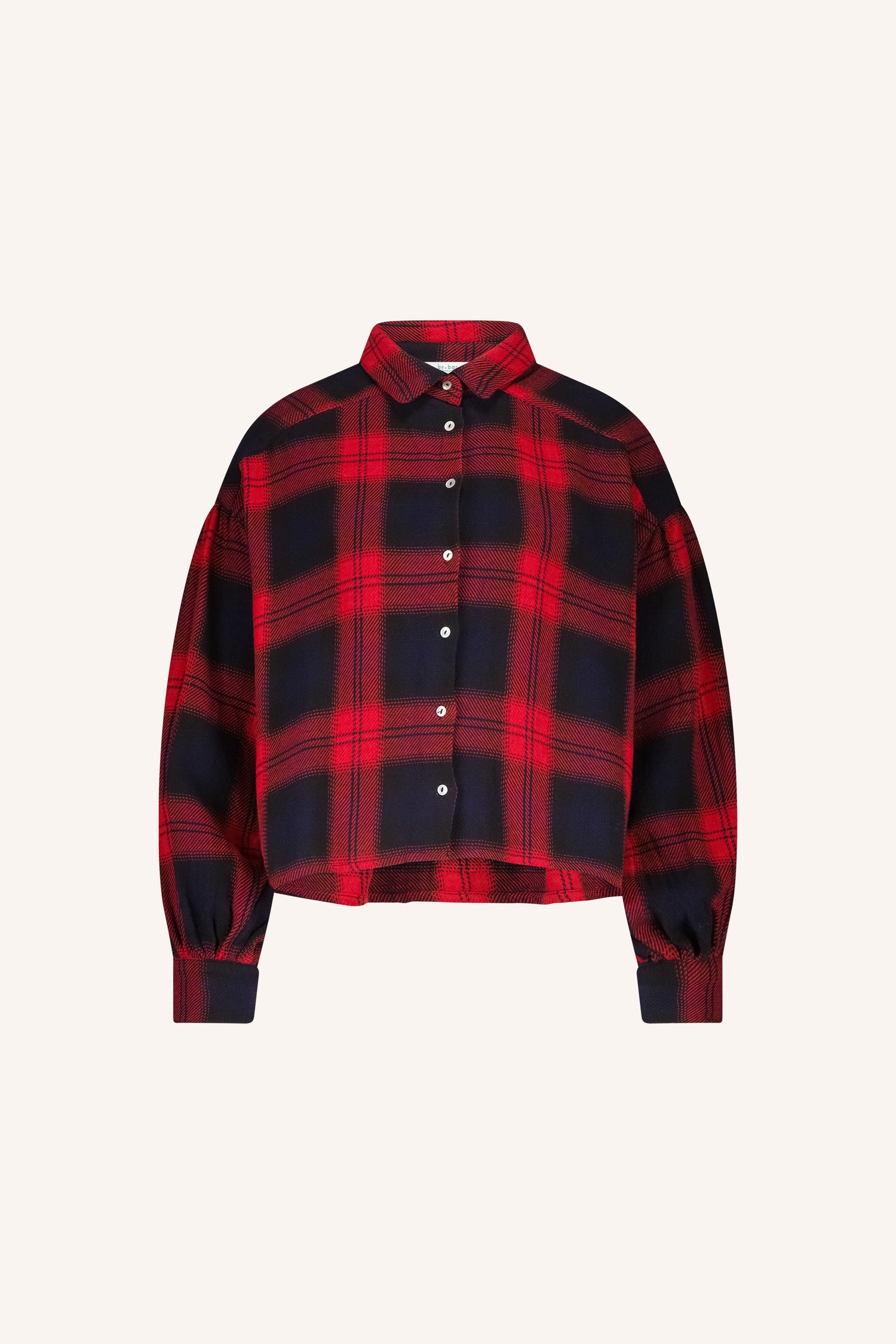Sarah Short Red Check Blouse - Poppy Check