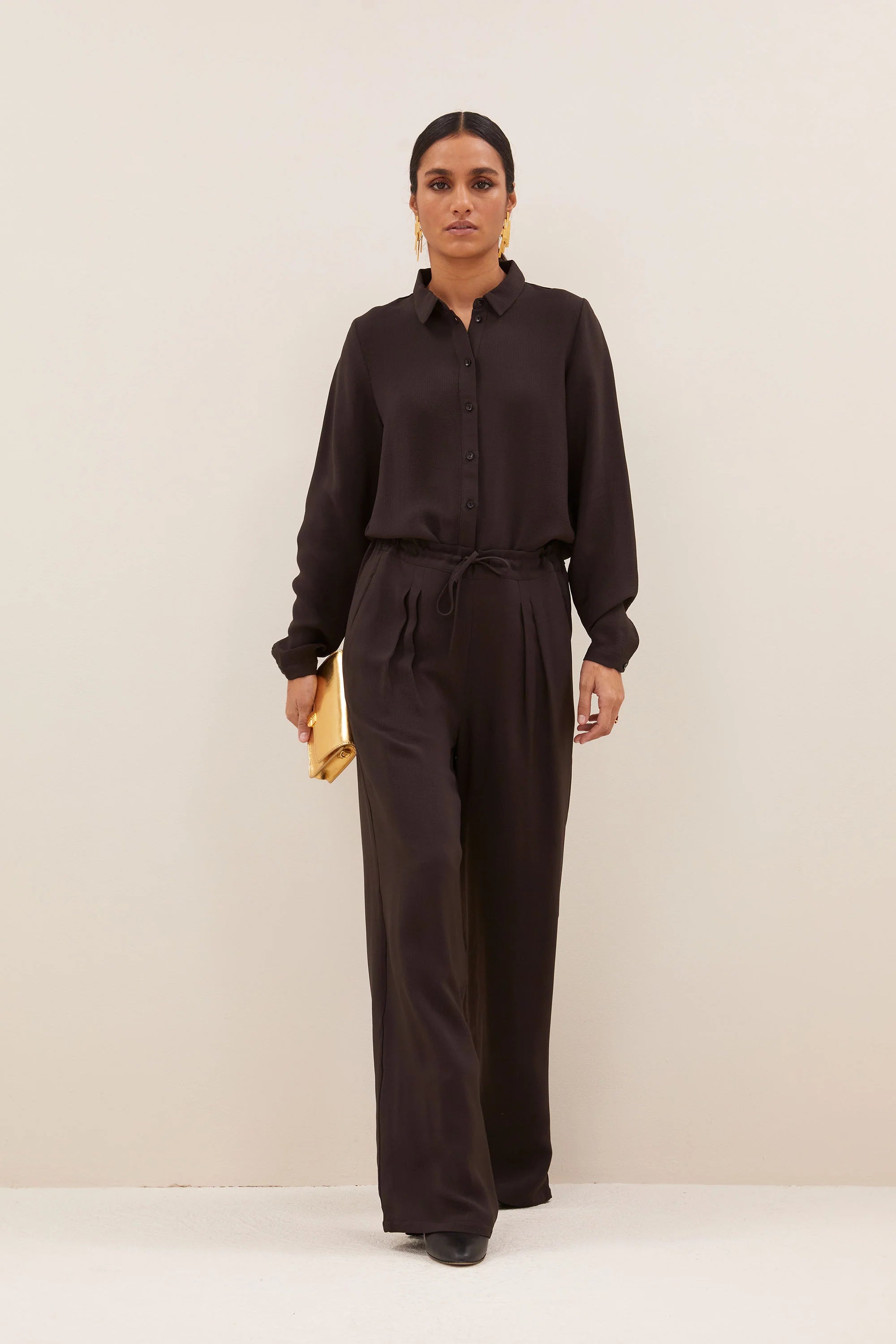 Uma Satin Stripe pants - Cafe Noir