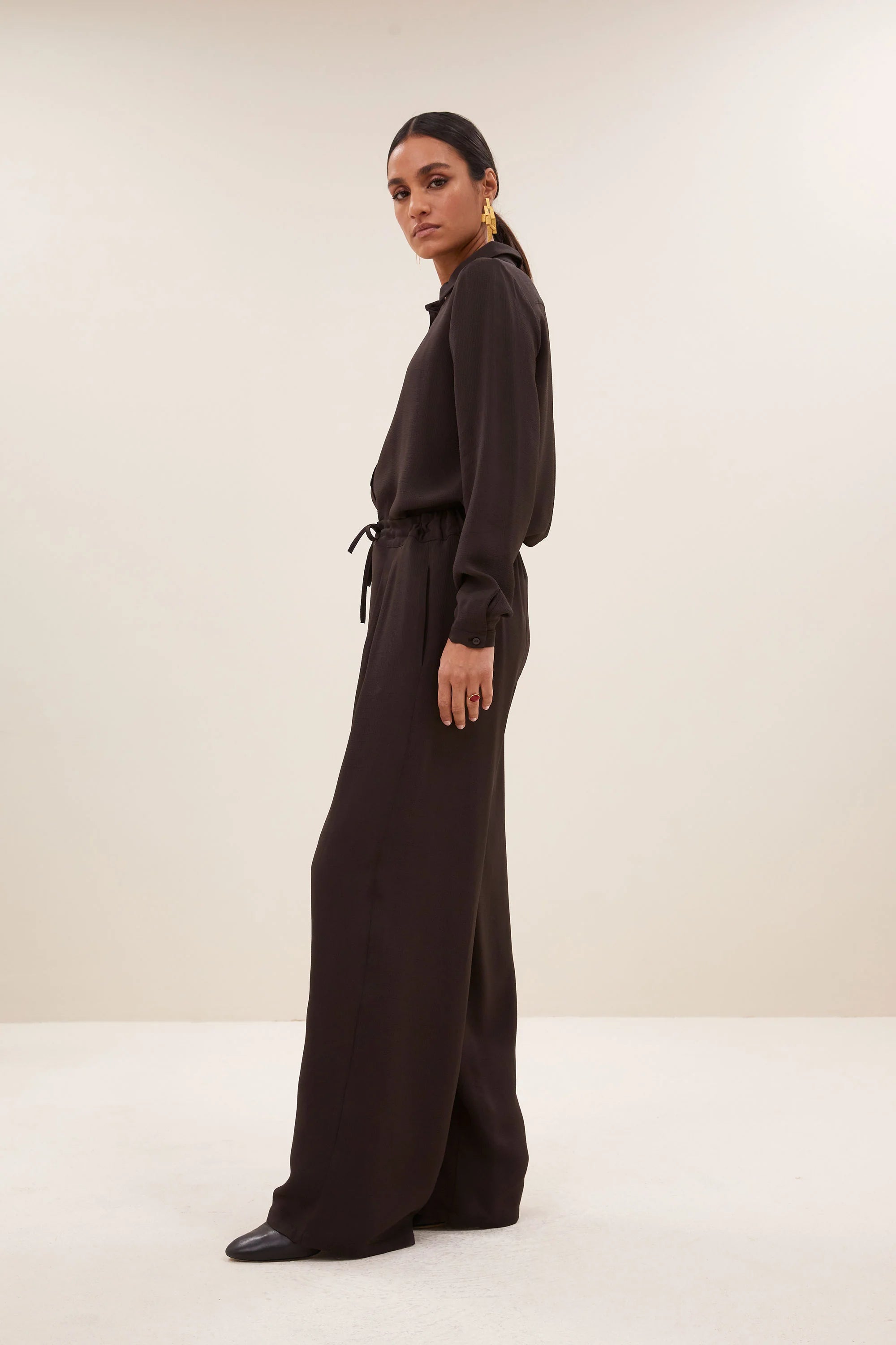 Uma Satin Stripe pants - Cafe Noir