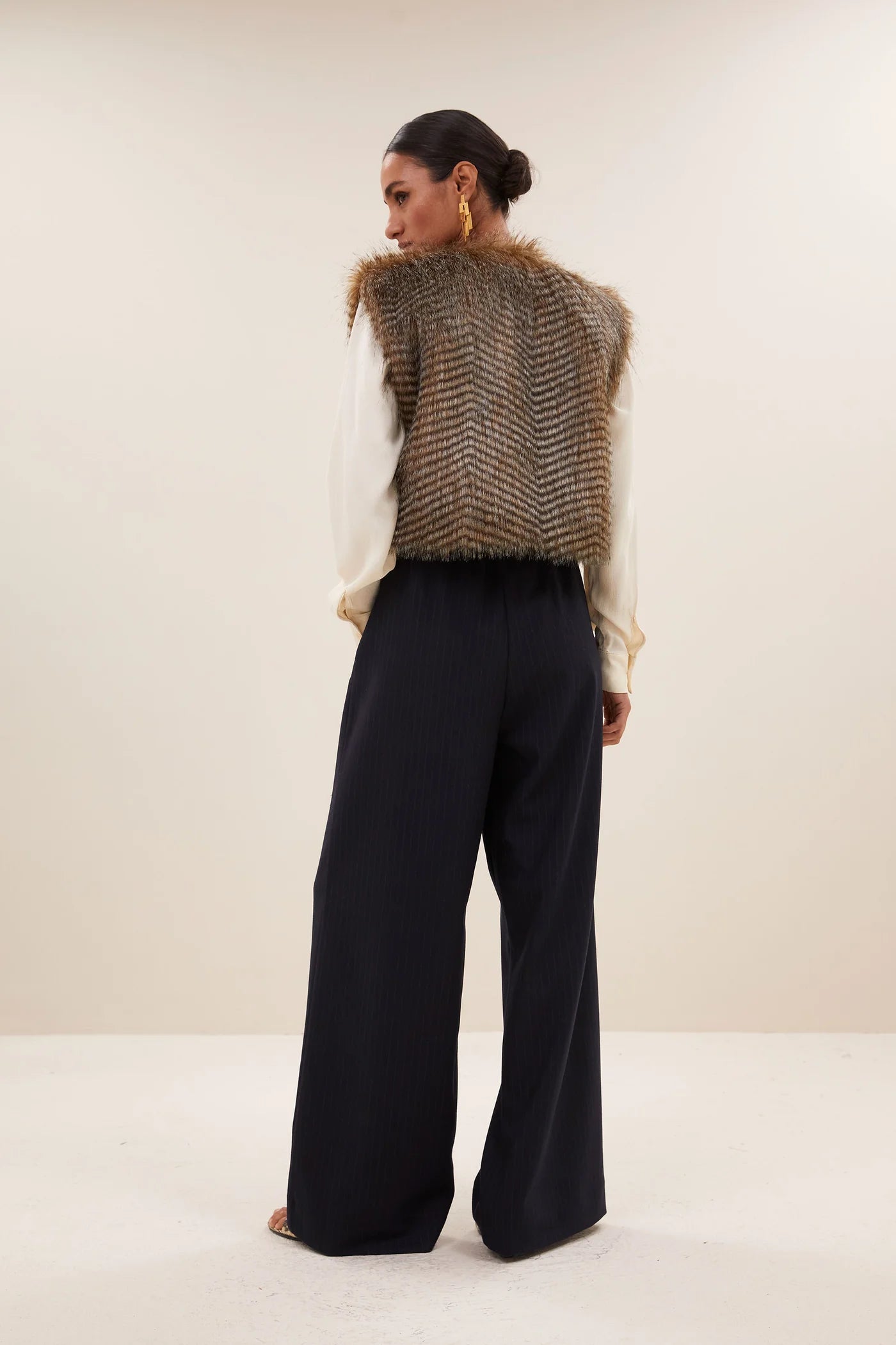 Nori Faux Fur Gilet - Brown
