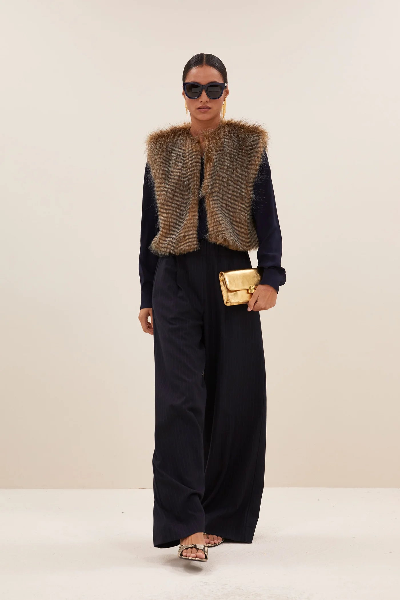 Nori Faux Fur Gilet - Brown