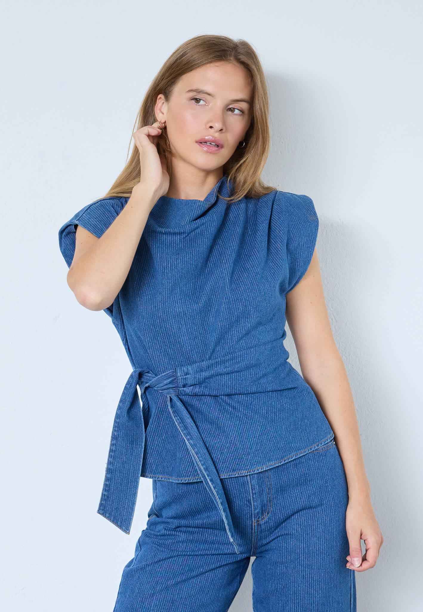 KimmyCC Pleat Top - Dark Denim