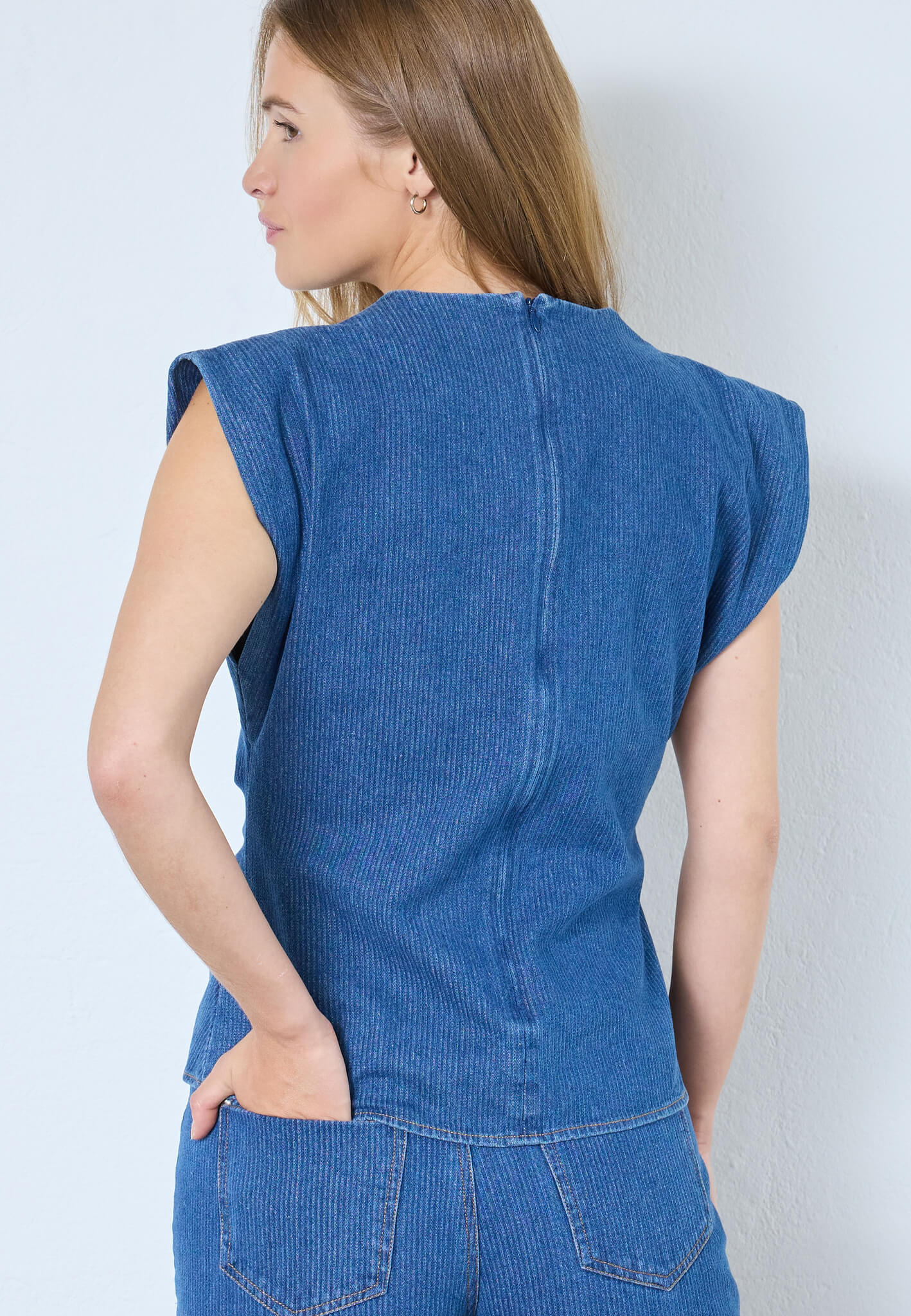 KimmyCC Pleat Top - Dark Denim