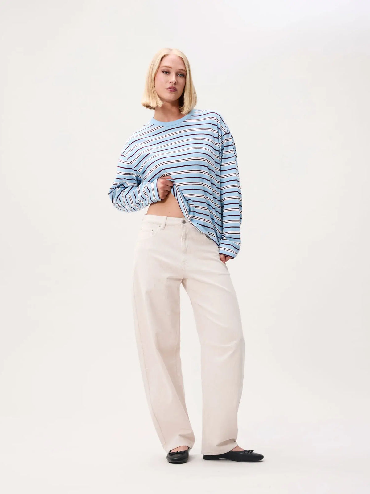 Bold Barrel Fit Corduroy Trousers - Moonbeam
