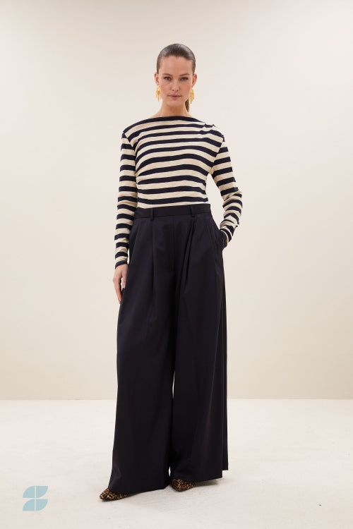 Leya Big Stripe Top - Night Sky