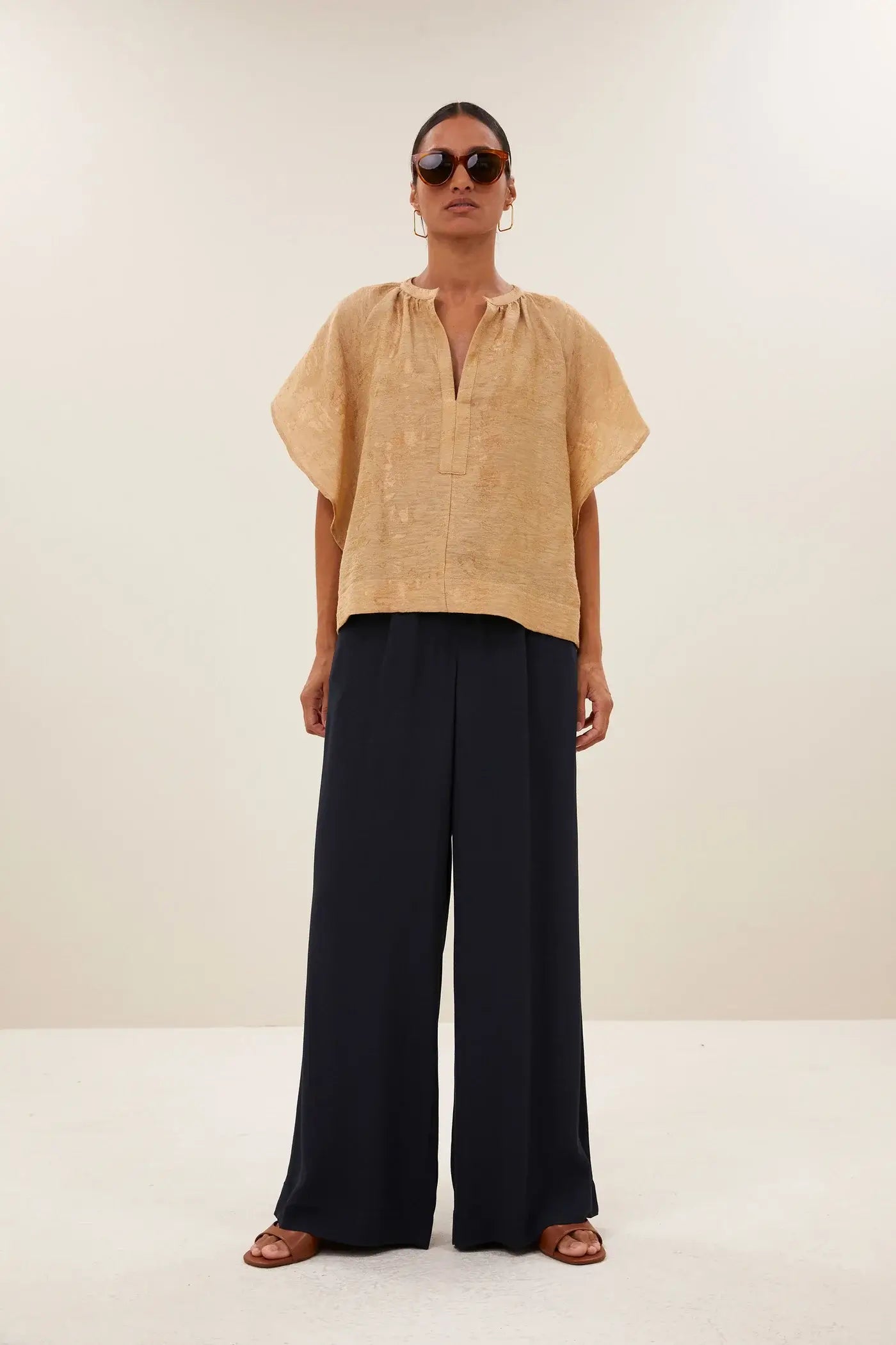 Vina Jacquard Blouse - Desert