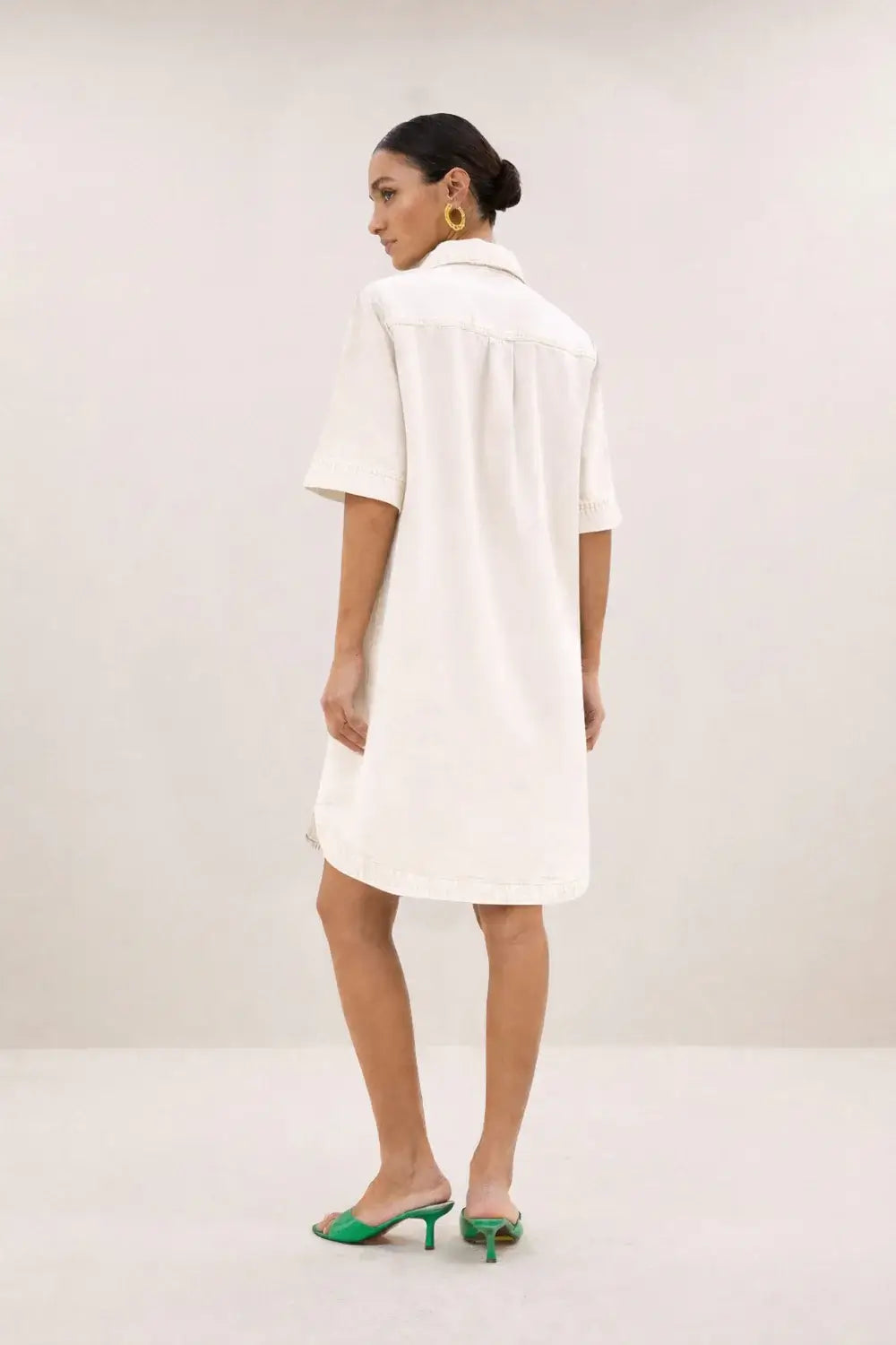Lexia Twill Dress - Cloud White