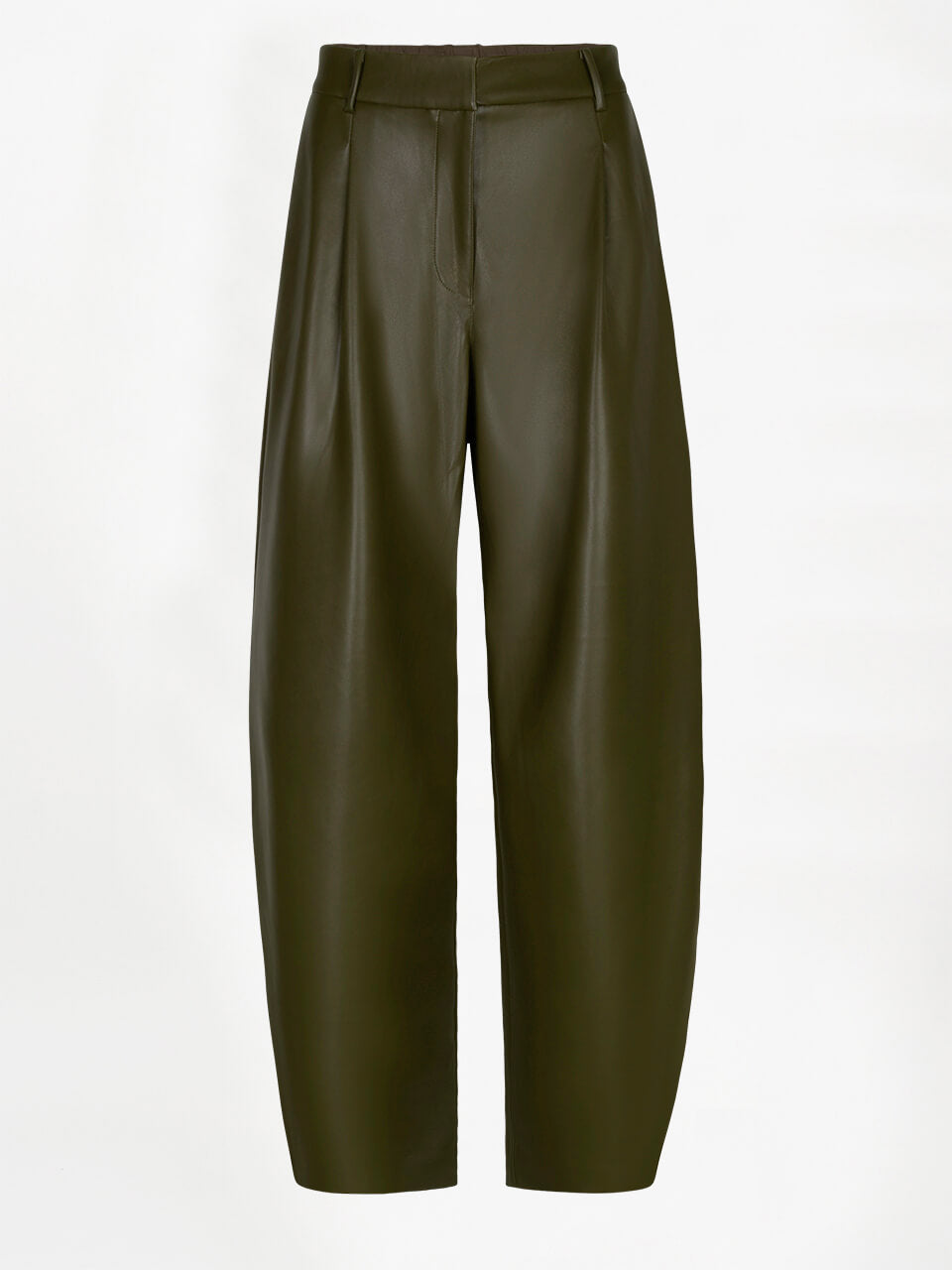 Minora Hose aus Kunstleder – Moosoliv