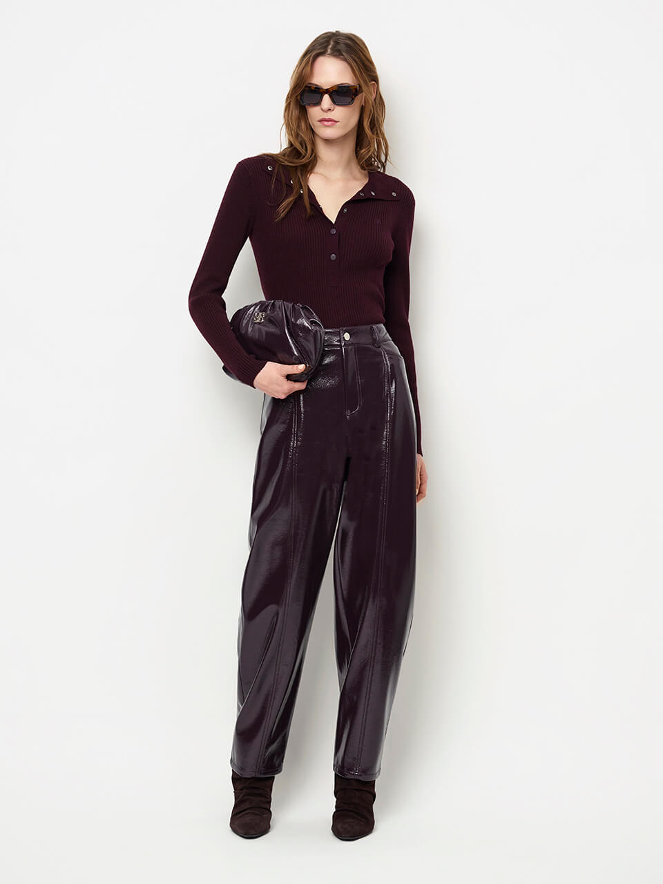 Scene Patent-Faux-Lederhose - Dark Plum