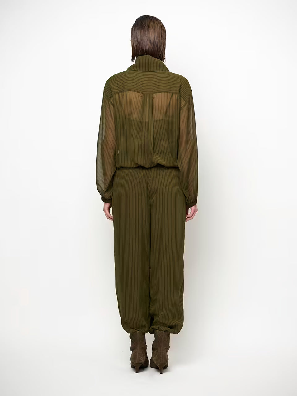 Gilbery pinstripe balloon pants - Moss Olive
