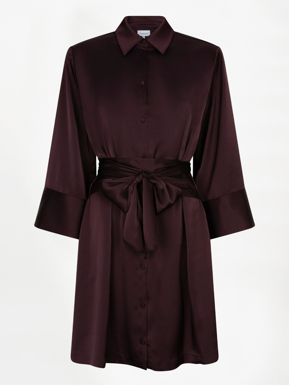 Noanne Satin-Hemd-Wickelkleid – Dark Plum