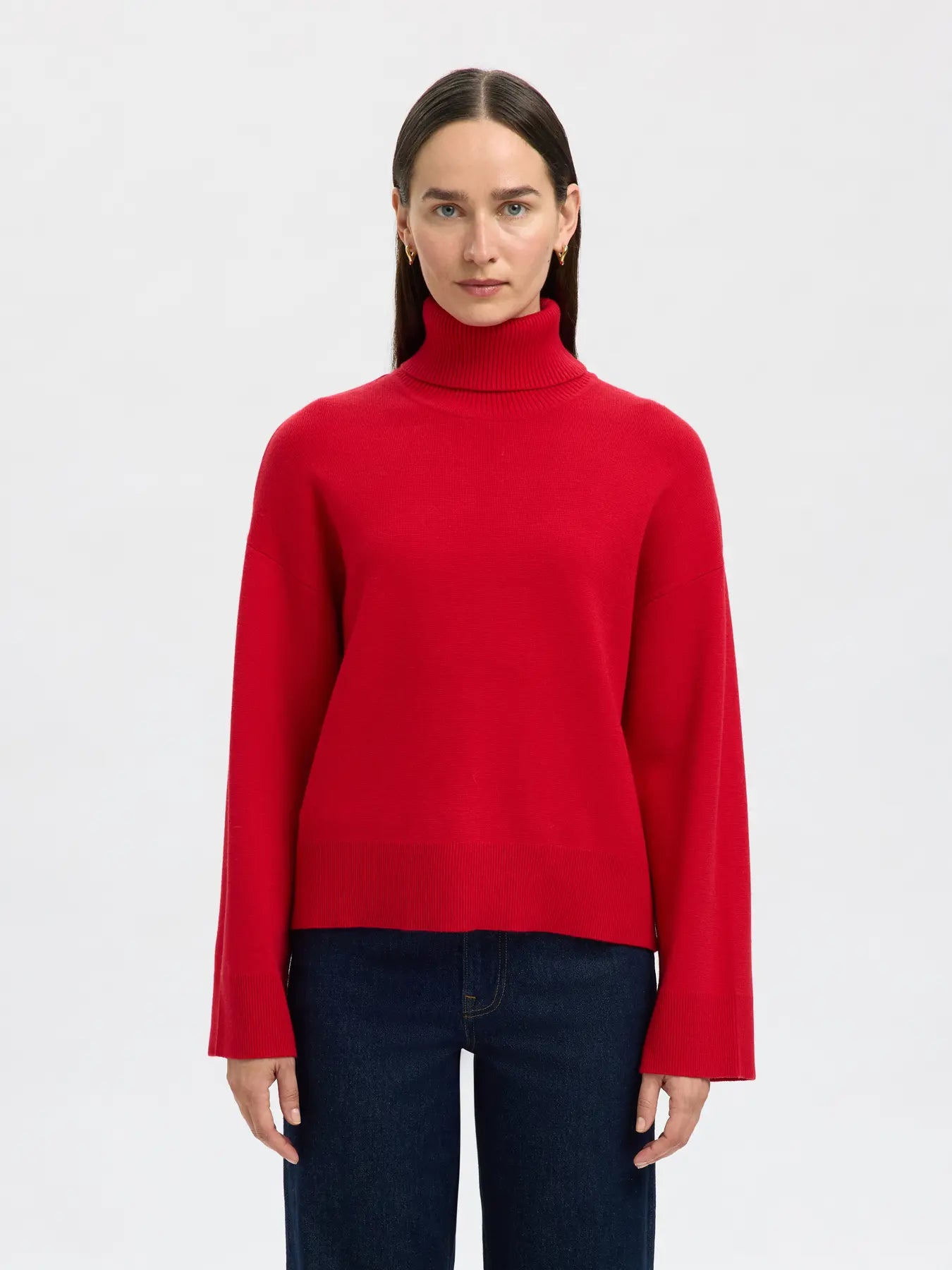 SLFKamma LS Knit Roll Neck - Equestrian Red