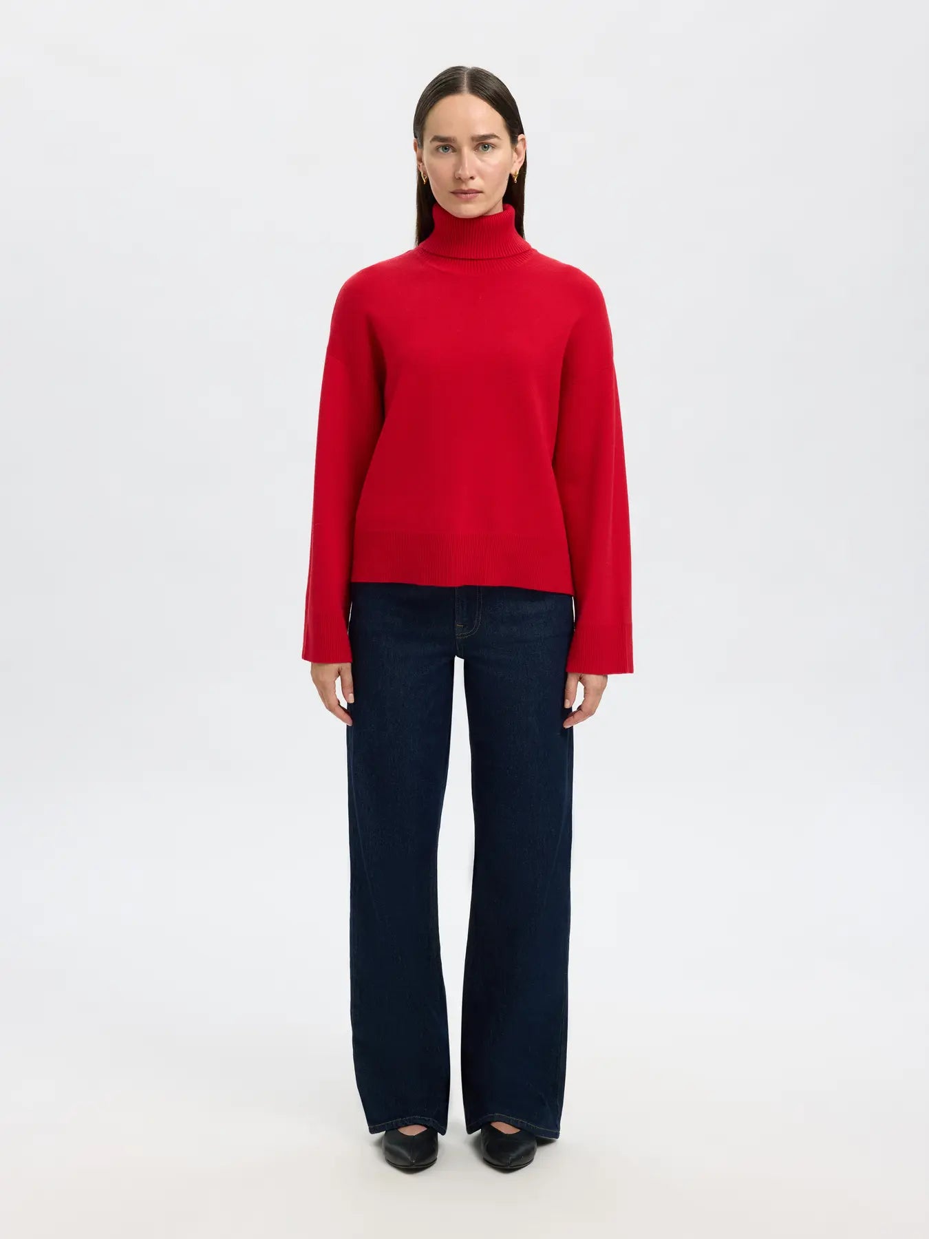 SLFKamma LS Knit Roll Neck - Equestrian Red