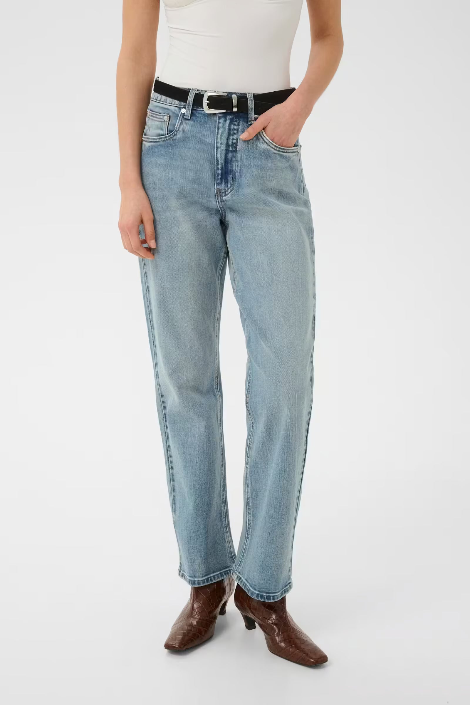 GZjade HW Straight Jeans - Washed Blue