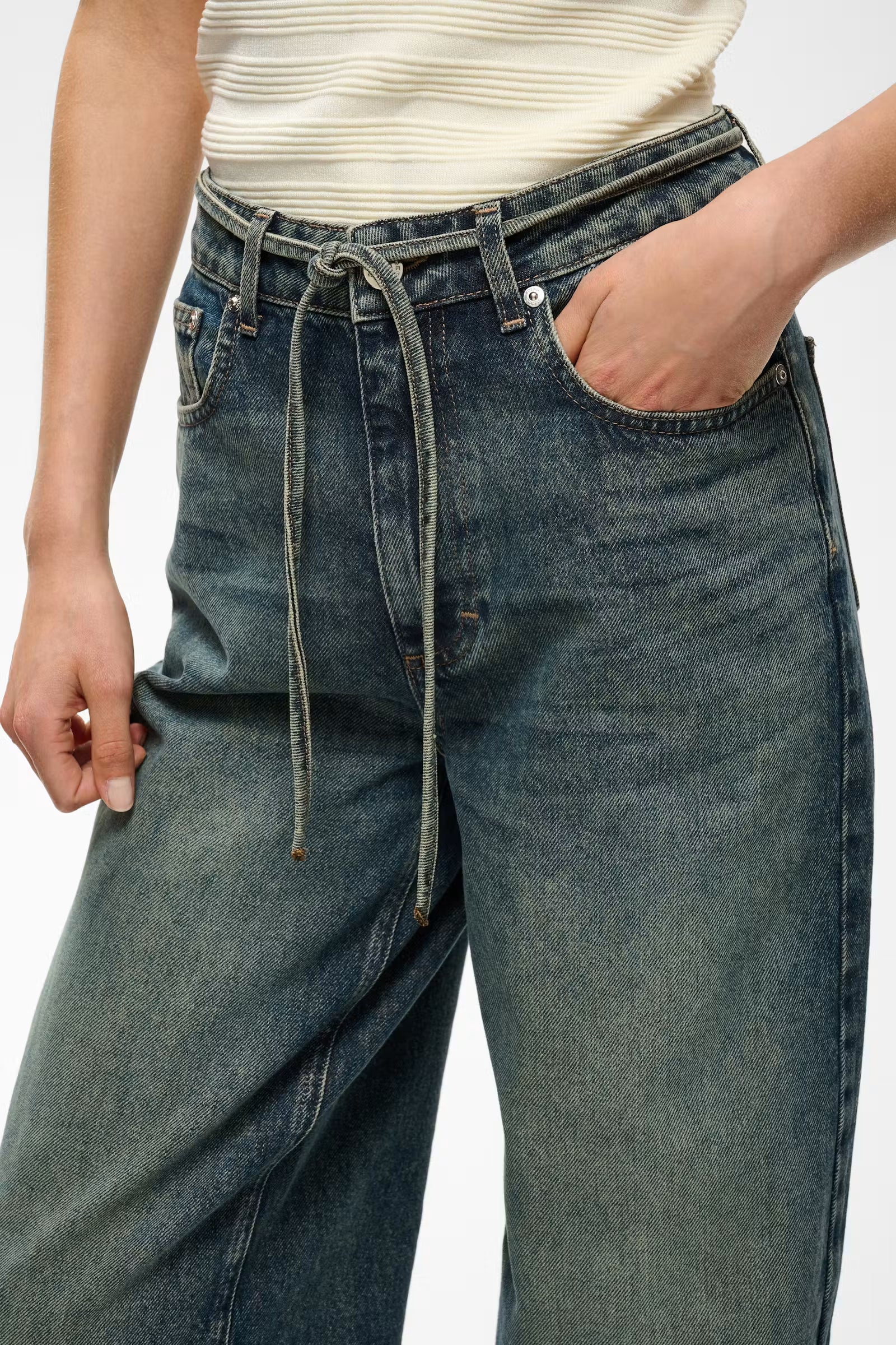 GZsusara HW Barrel Jeans - Blue/Green Wash