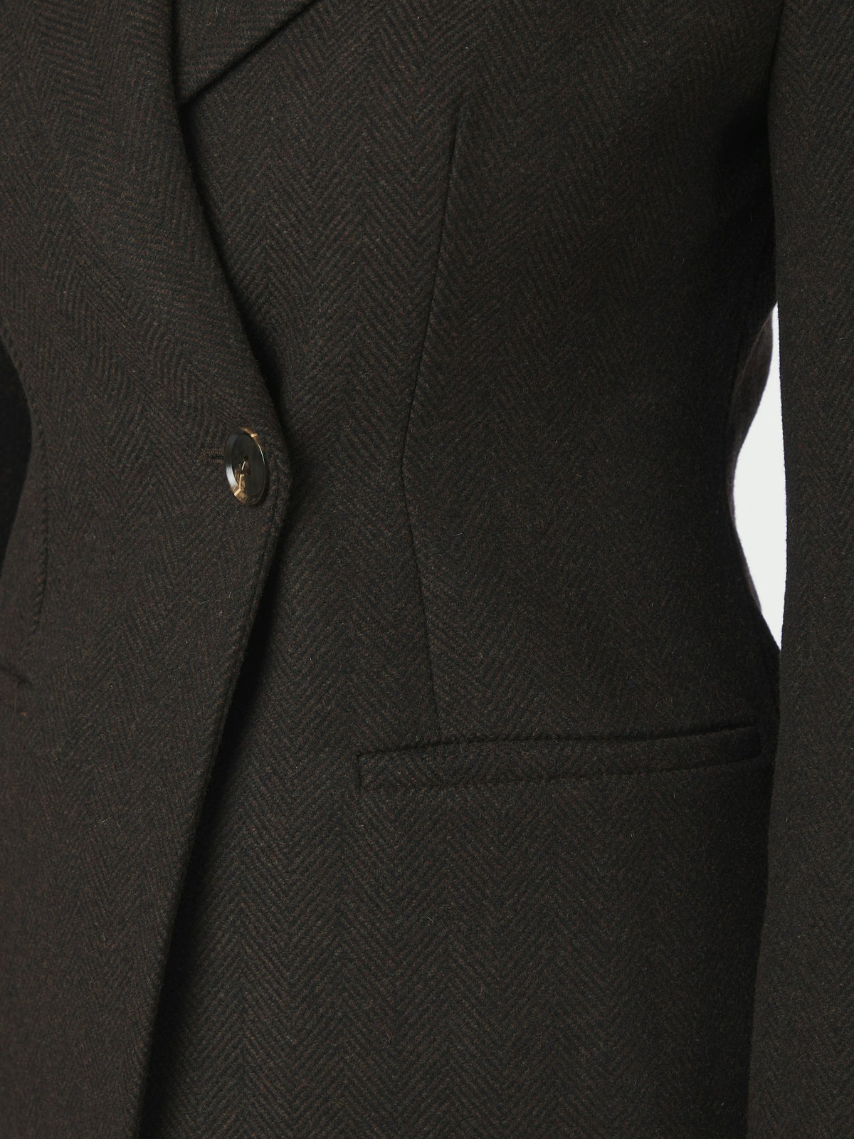 Bowie Herringbone F Blazer - Dark Brown
