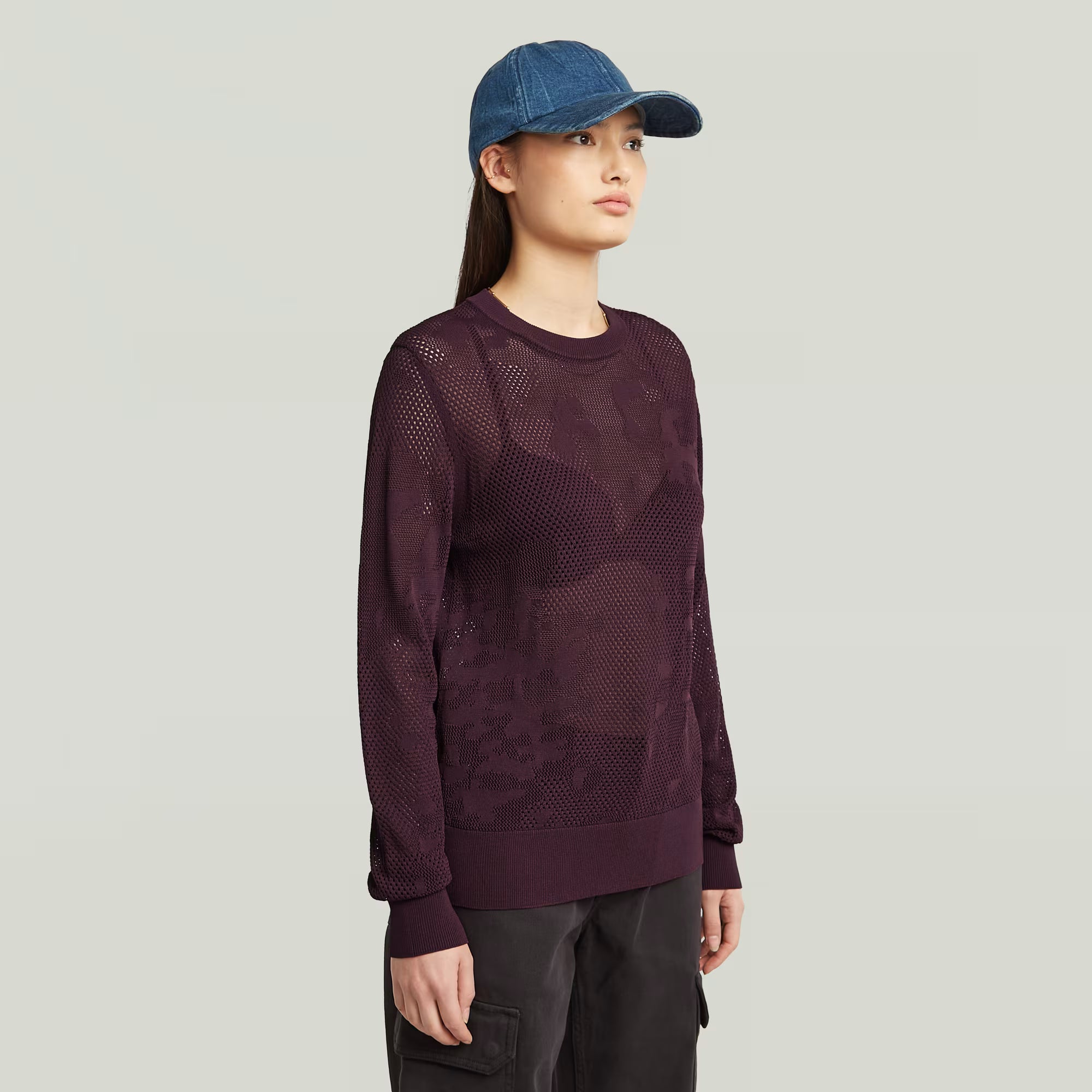 Pointelle knit wmn - Maroon