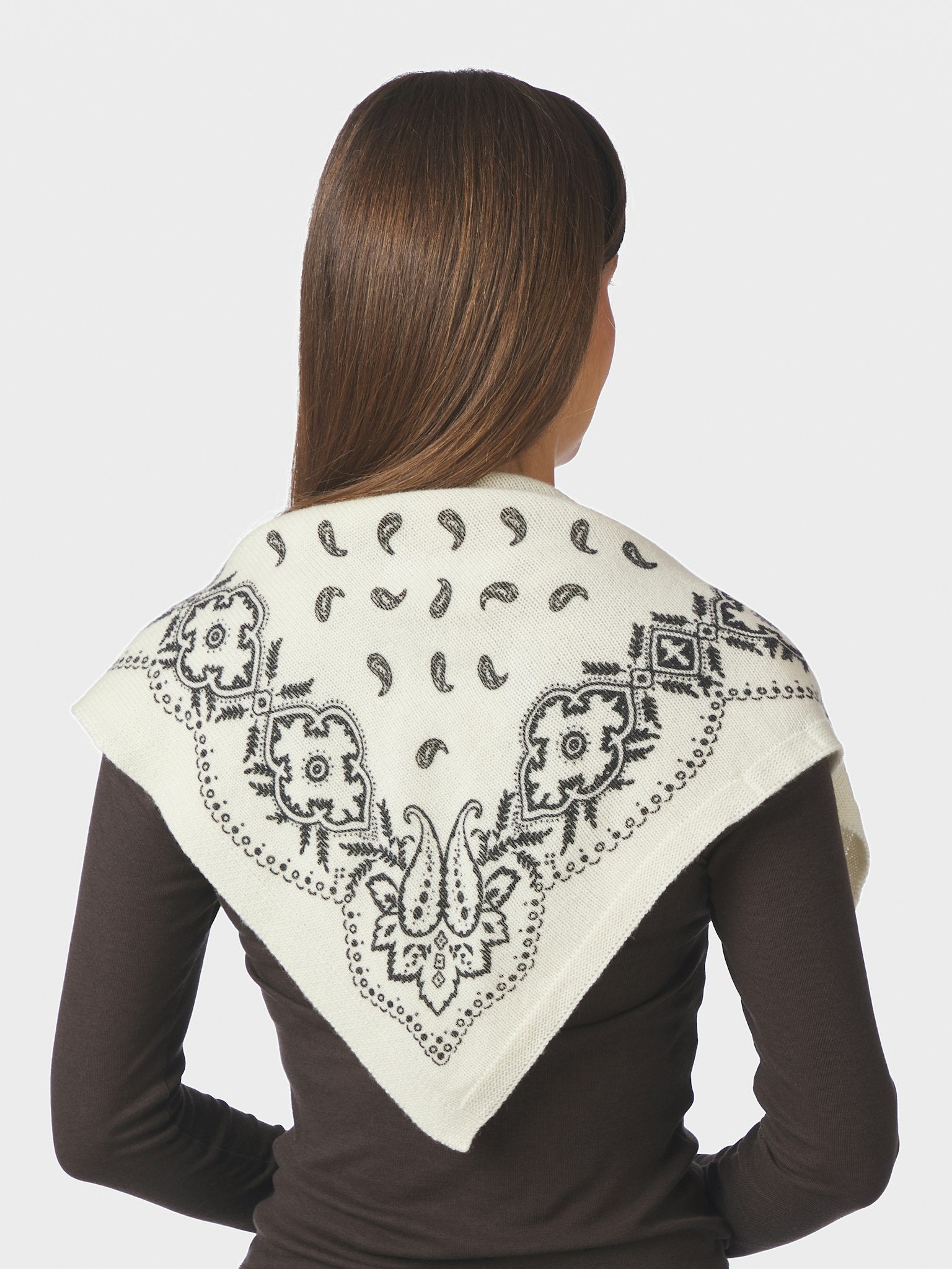 Adelina Paisley Knit Scarf - Off White