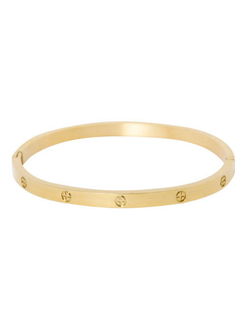 Gladde Ovale Bangle Patroon - Goud