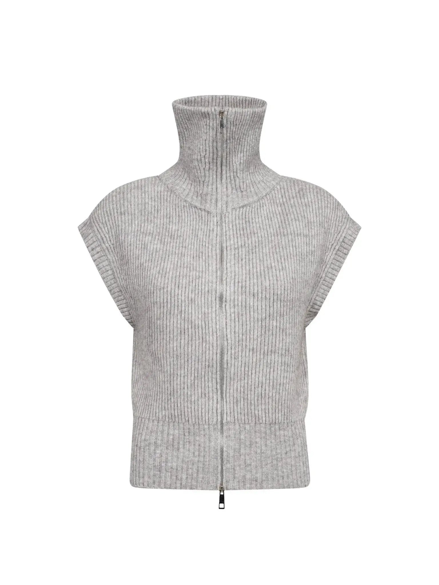 RowCC Zip Knit Vest - Grey Melange
