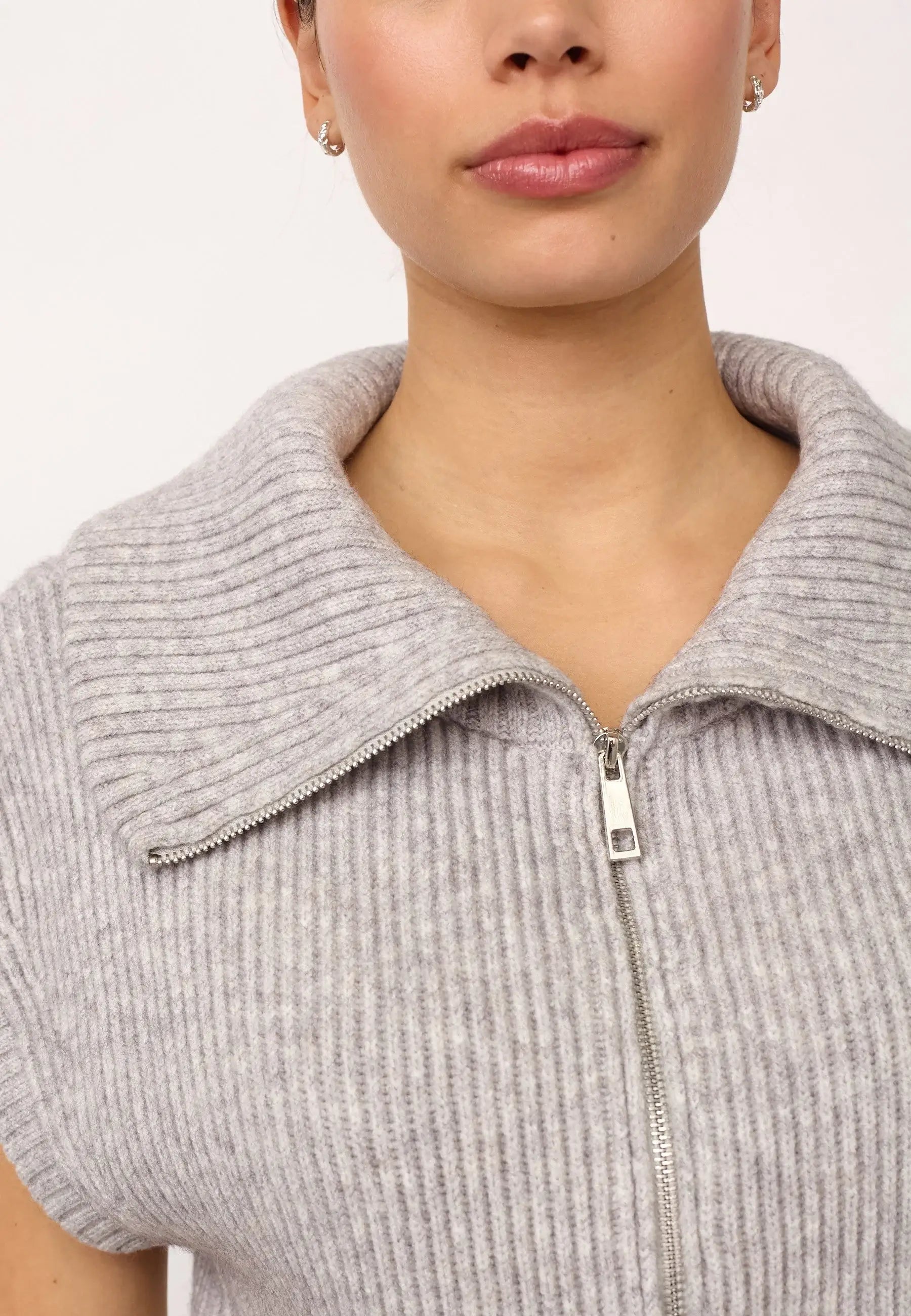 RowCC Zip Knit Vest - Grey Melange