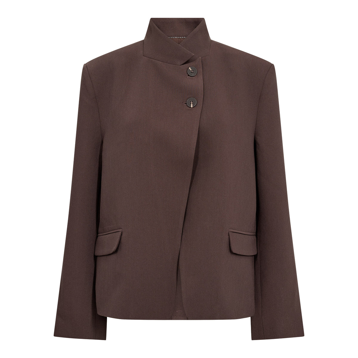 AcileCC High Collar Blazer - Brown